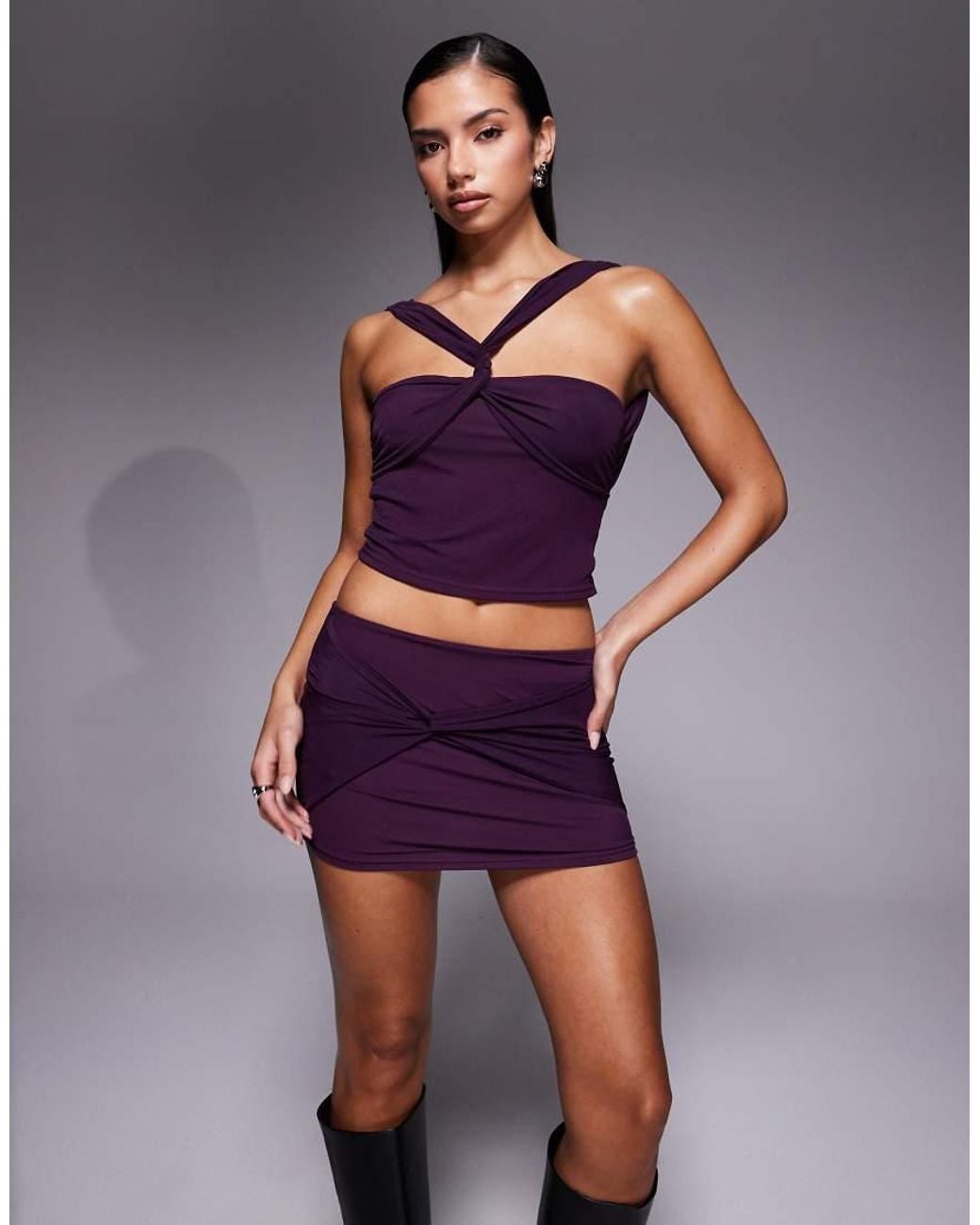 Edikted Blue Maggi Co-Ord Knotted Mesh Mini Skirt