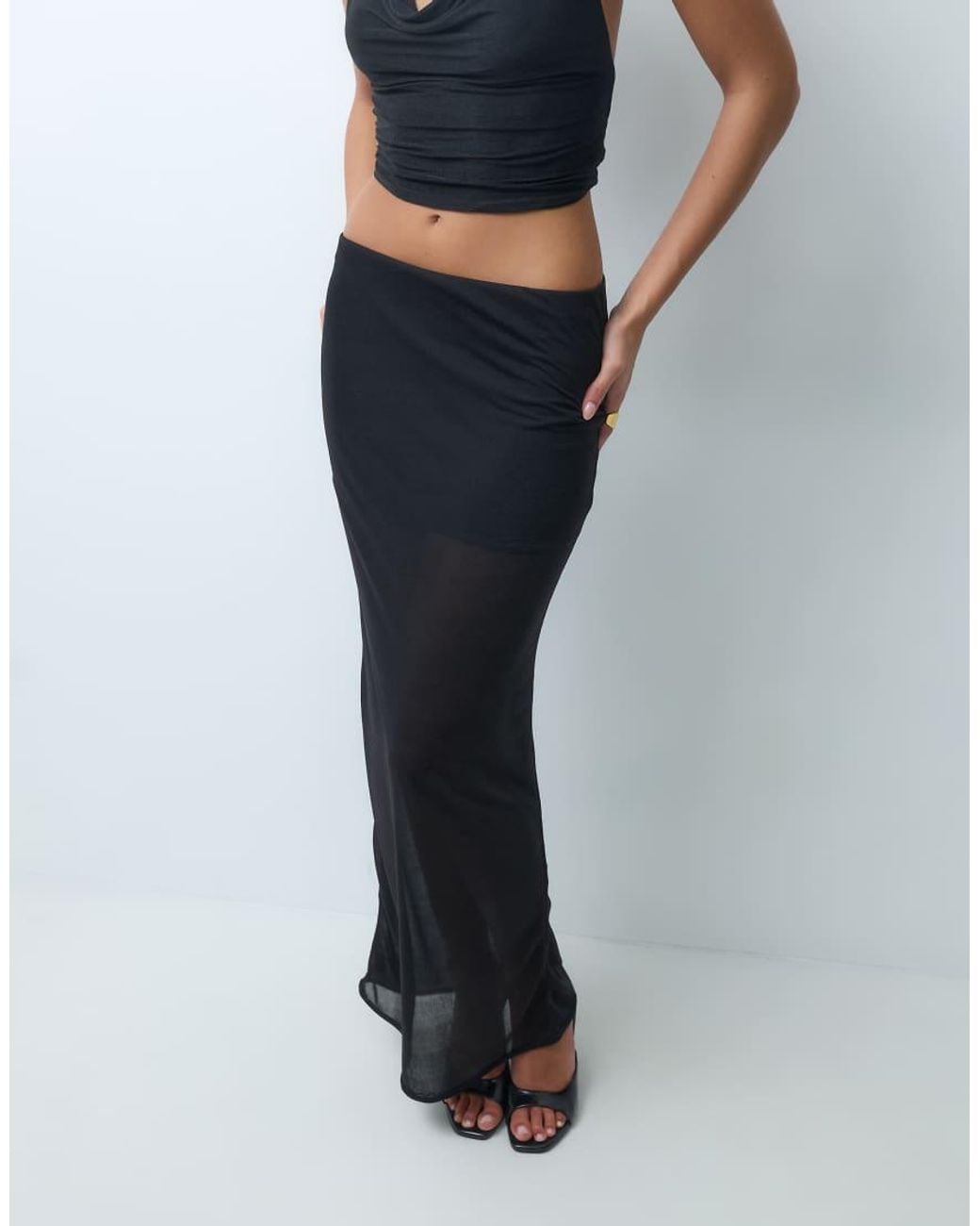 Missy Empire Black Mesh Maxi Skirt Co-Ord