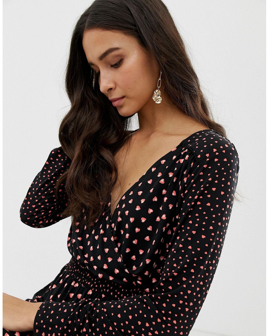 oasis denim frill wrap dress