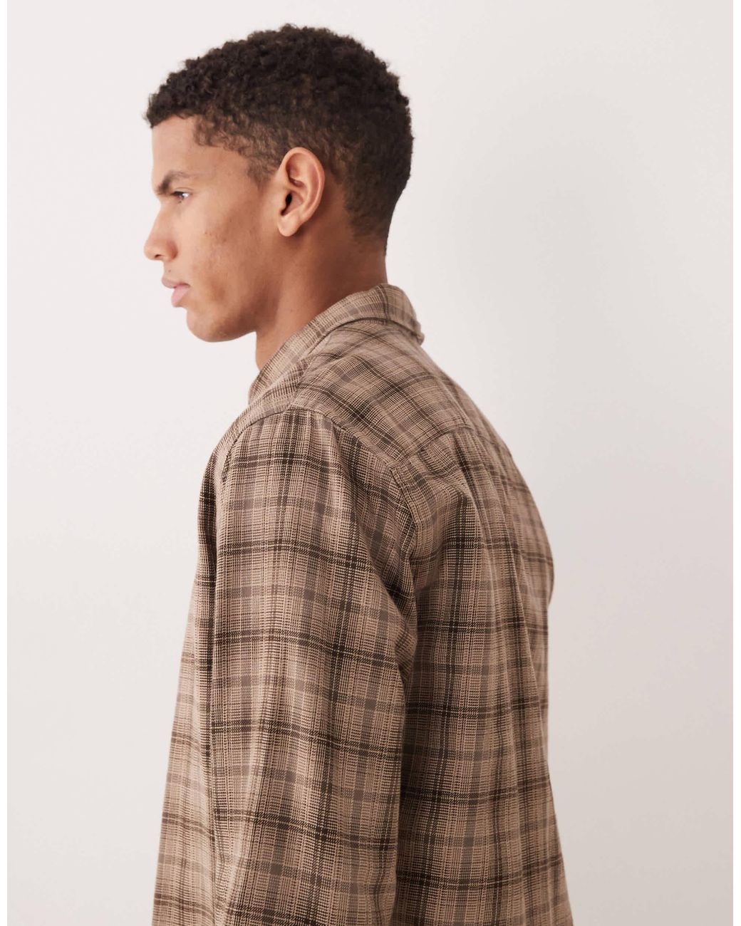 SELECTED Brown Checked Long Sleeved Shirt for men