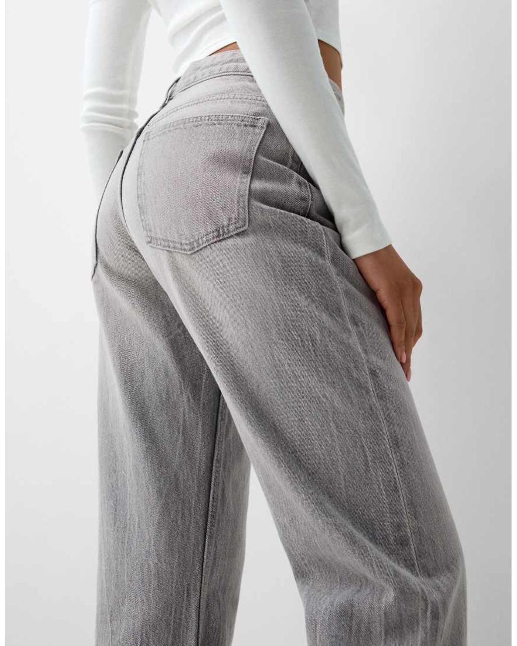 Bershka Gray Straight Fit Jeans