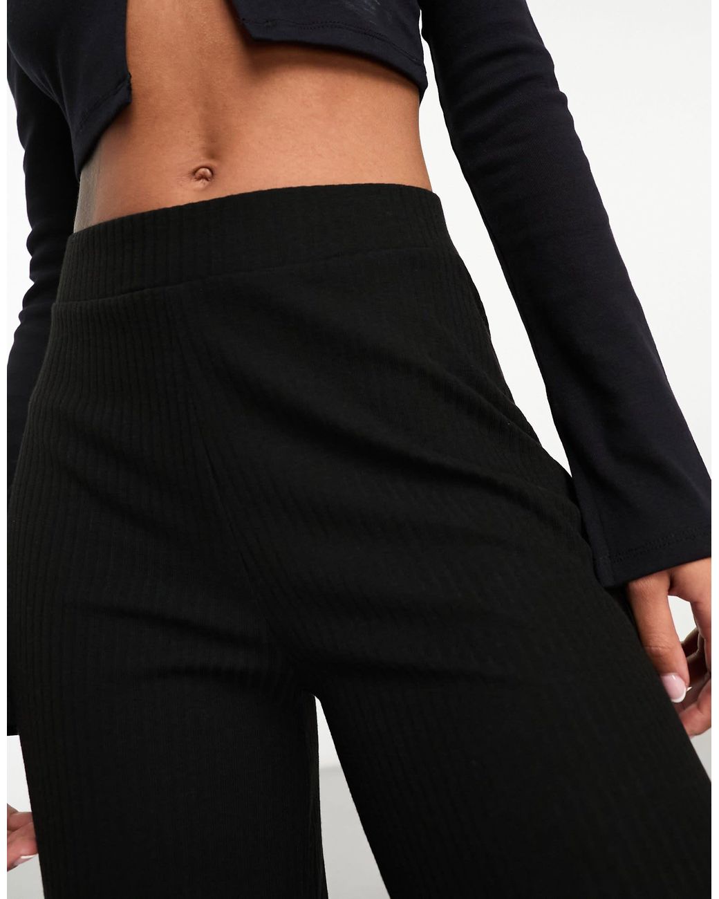 ONLY Black Wide Leg Ribbed Trouser
