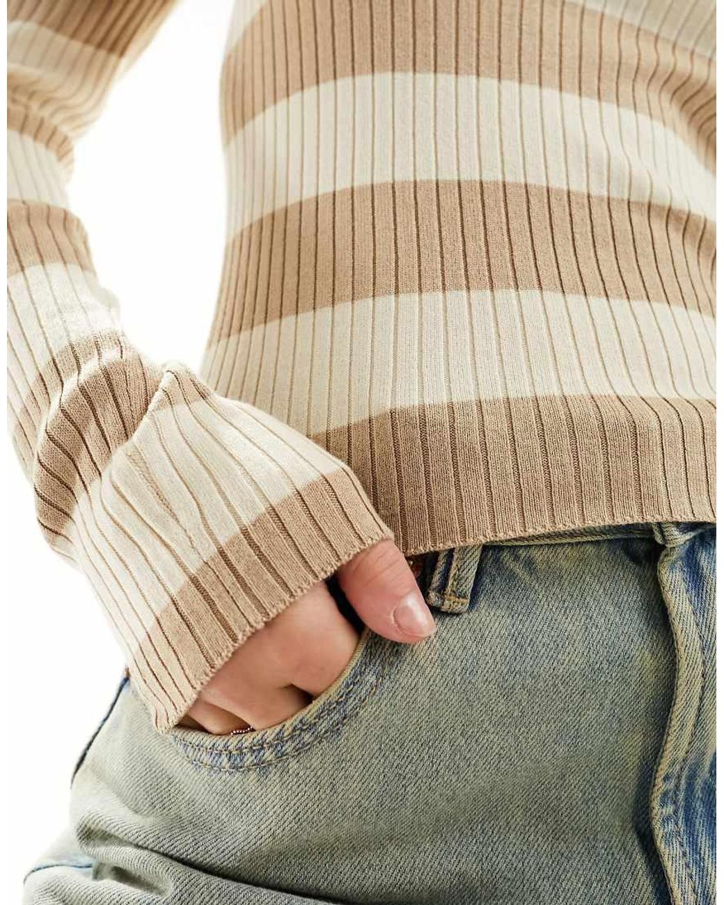 Jdy Natural Ribbed Long Sleeve Top