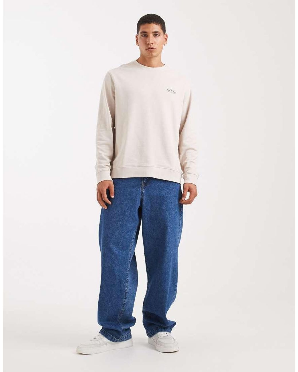 Jack & Jones White Sweatshirt With Script Logo for men