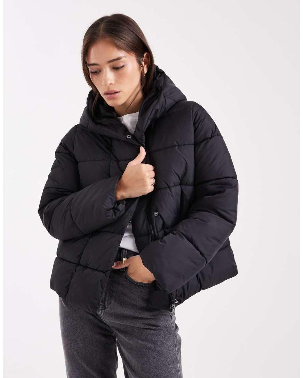Vero Moda Blue Short Puffer Coat With Hidden Zip Detail