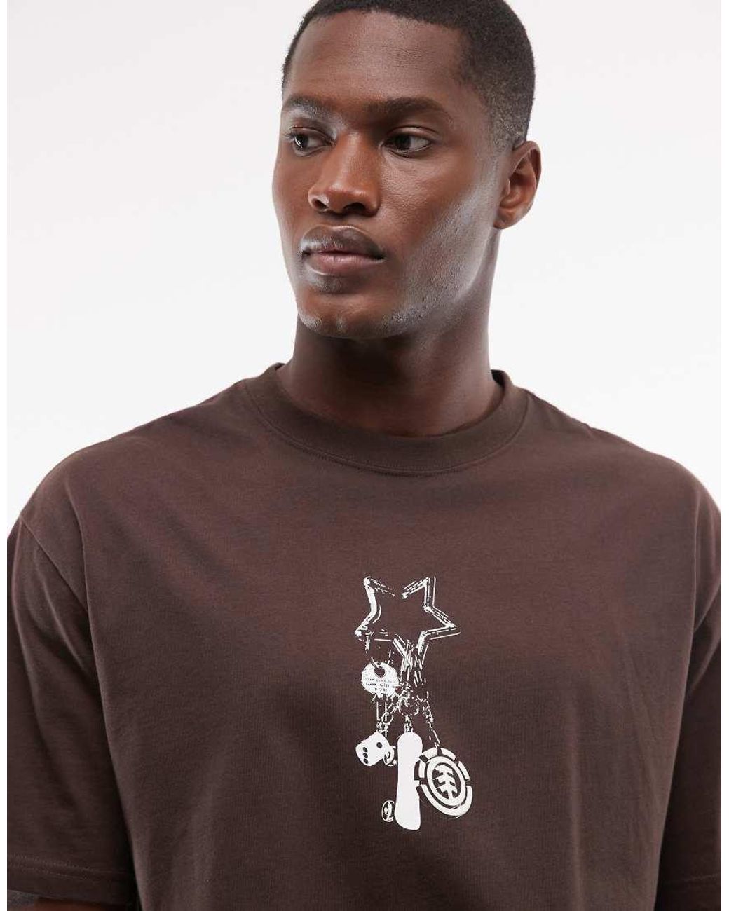 Element Brown Keychain Chest Graphic T-shirt for men