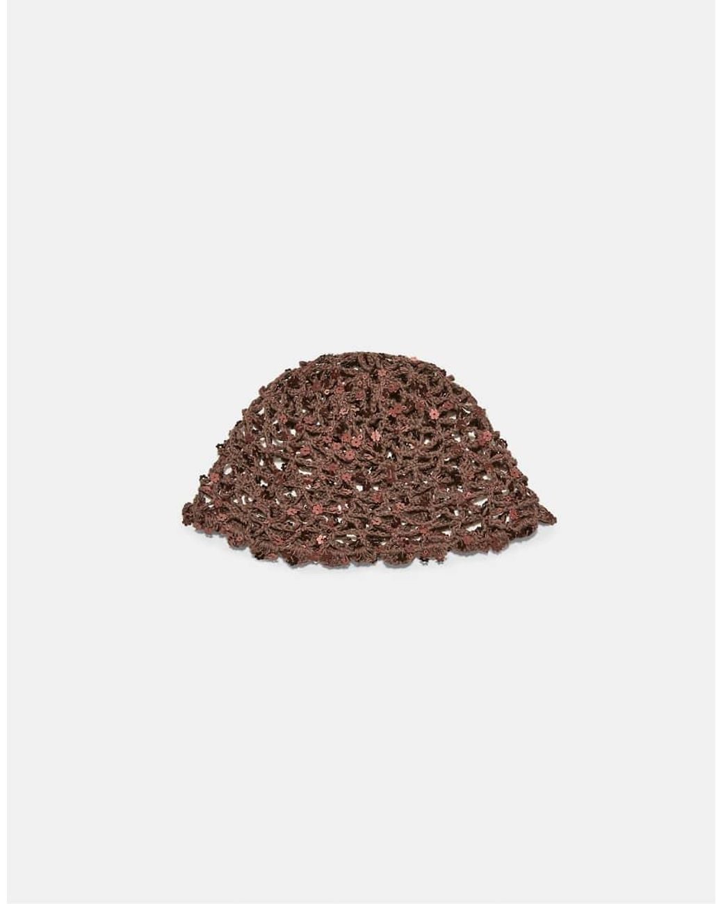 Stradivarius Brown Sequinned Flower Cap