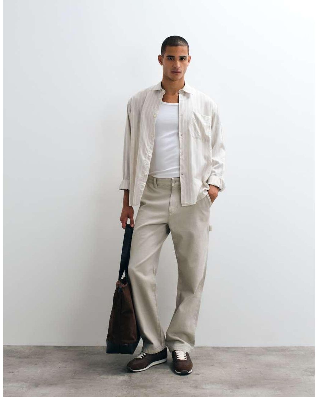 SELECTED White Poplin Long Sleeve Shirt for men
