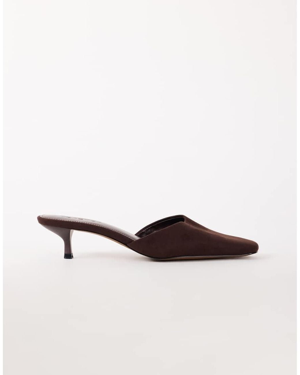 TOPSHOP Brown Arthur Rounded Toe Mid Heel Mule
