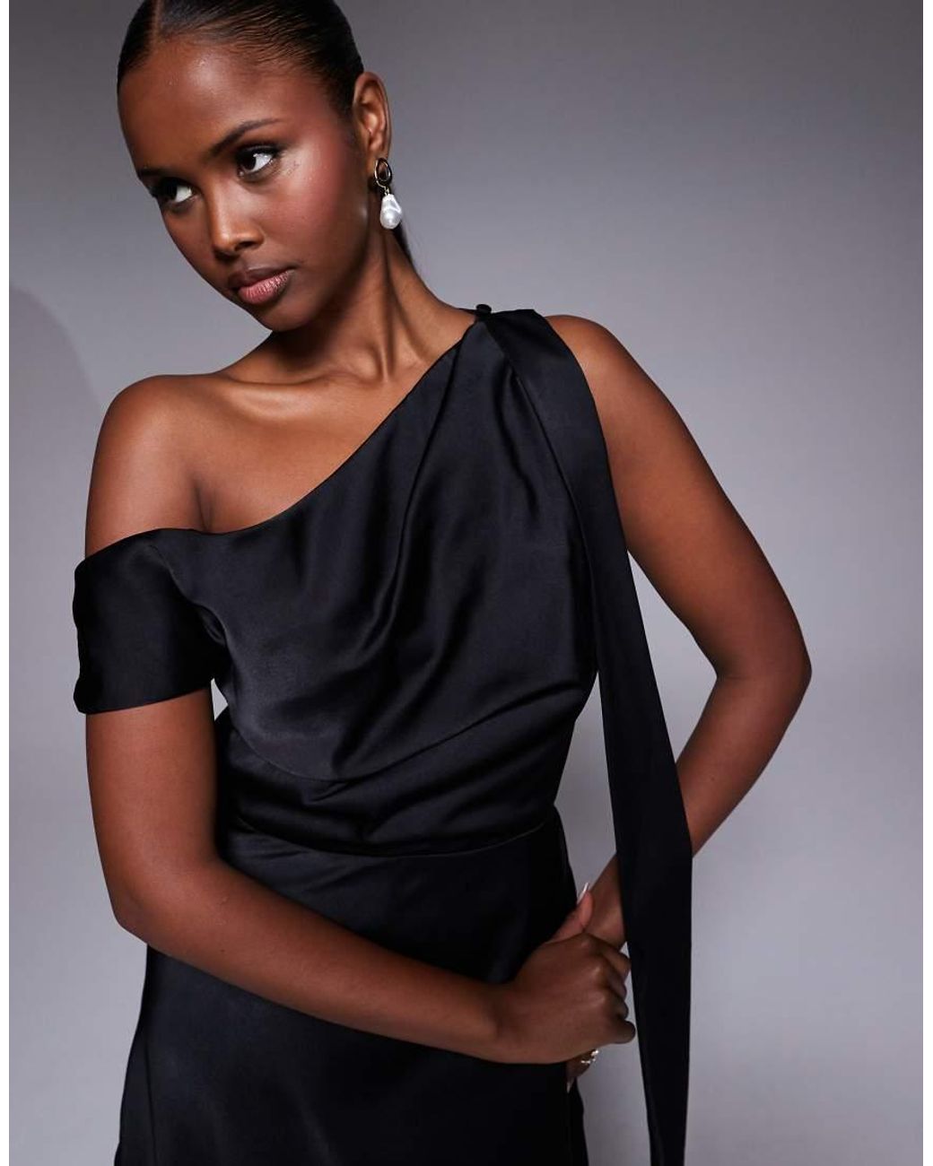 ASOS Blue Satin Scarf Detail Fallen Shoulder Playsuit