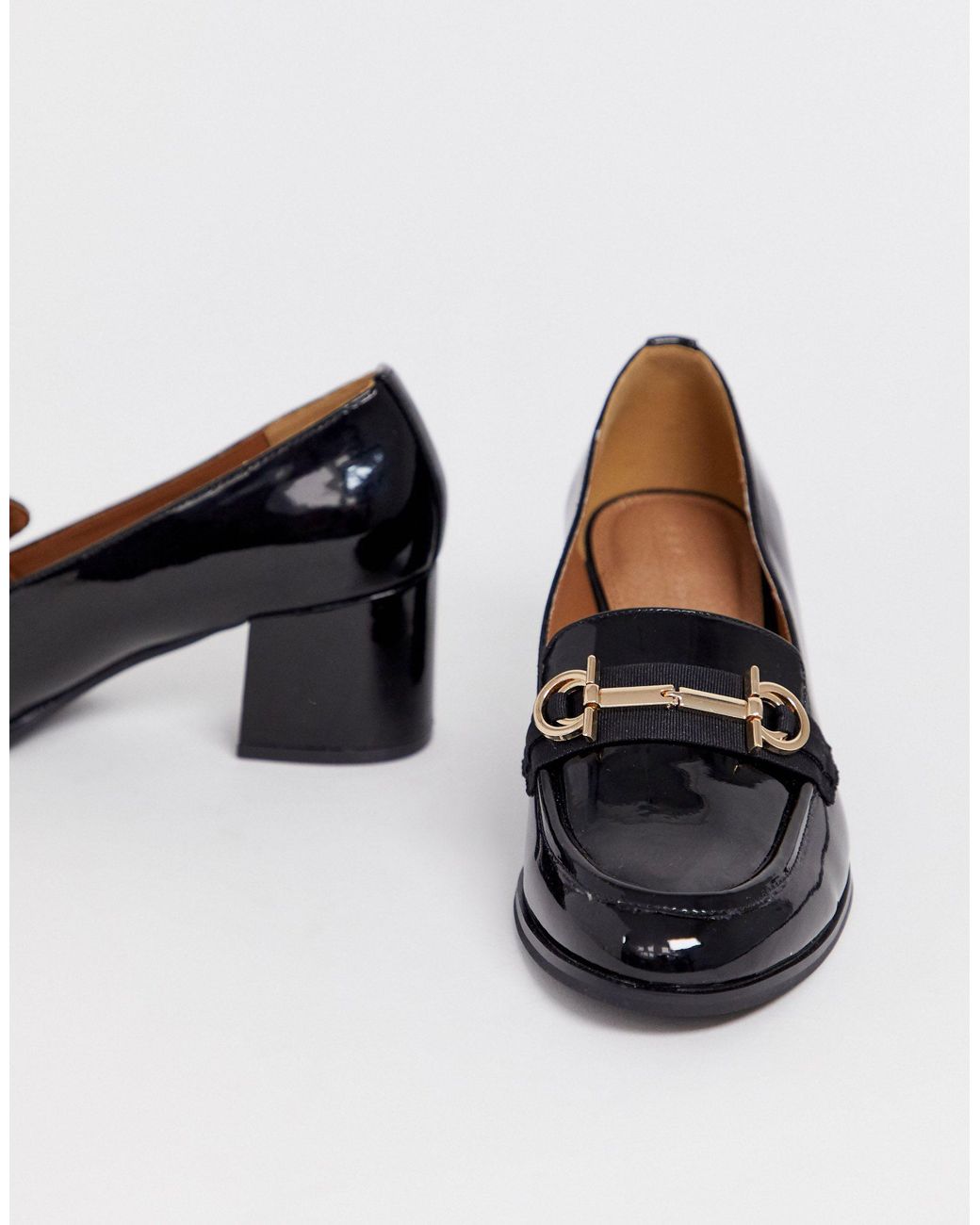 Wide Fit Stirrup Mid-heeled Loafers 