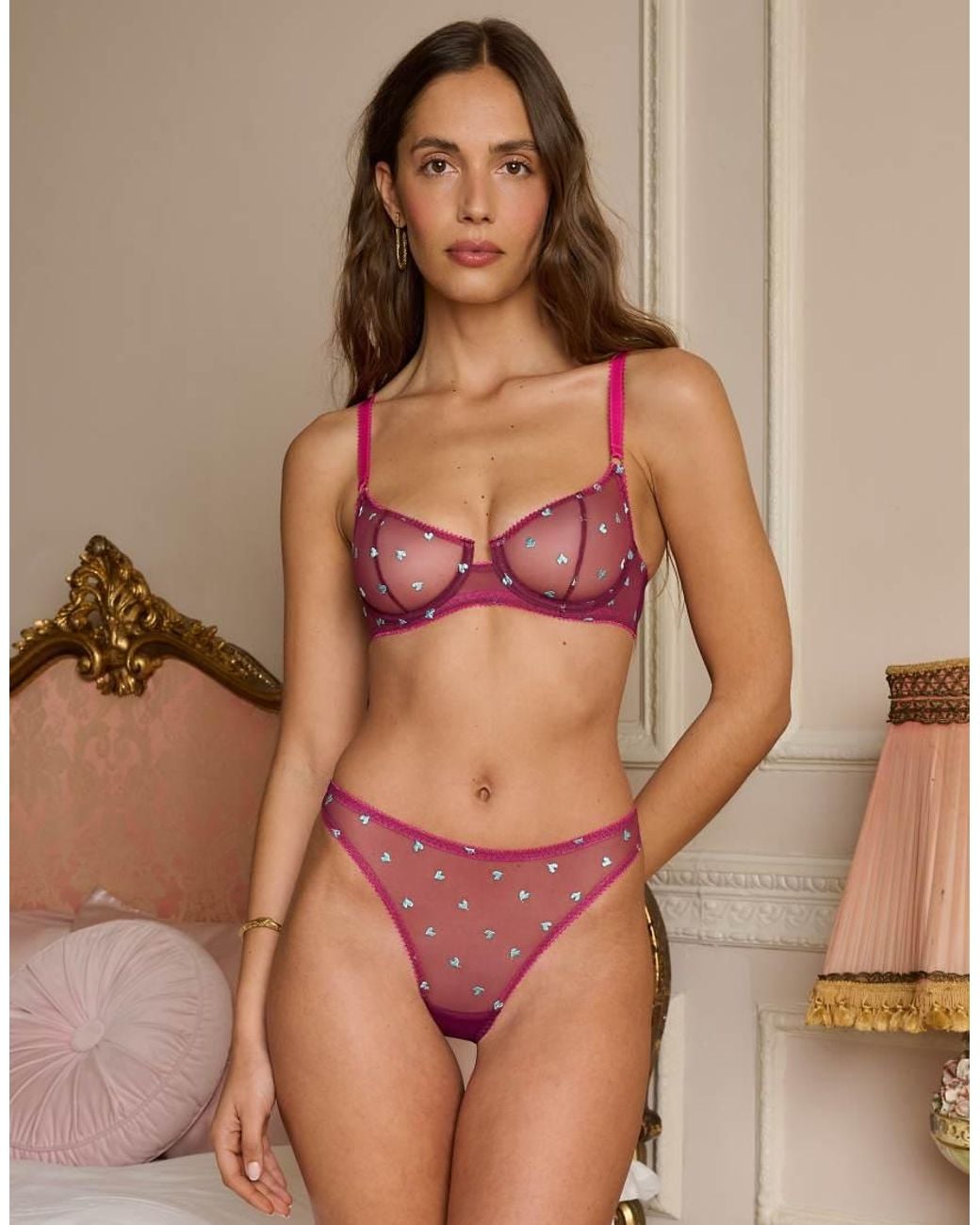 Dora Larsen Brown Beatrix Heart Embroidery Underwired Bra