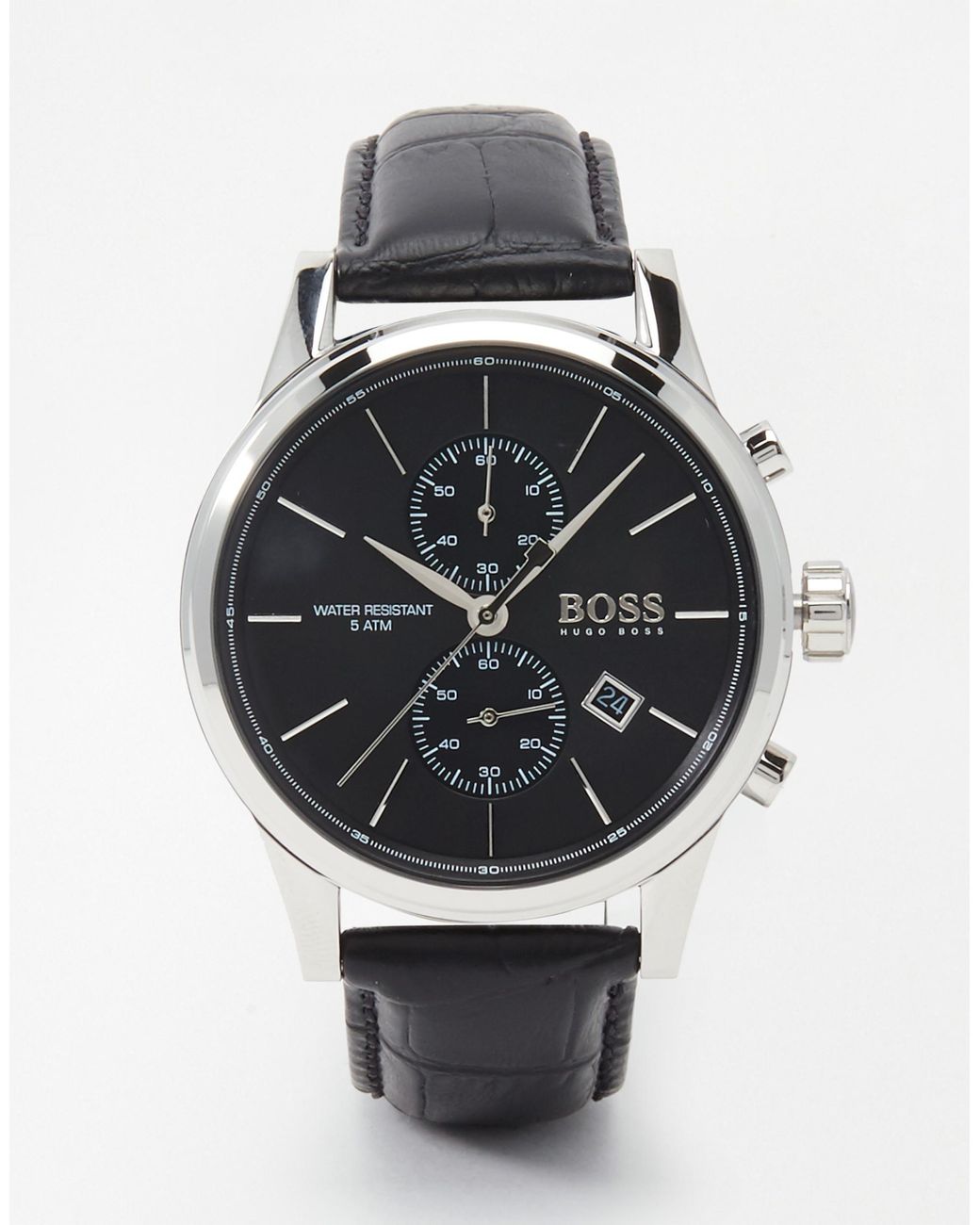 BOSS by HUGO BOSS Men's Black Hugo Boss Jet Chronograph Leather Strap Watch  1513279