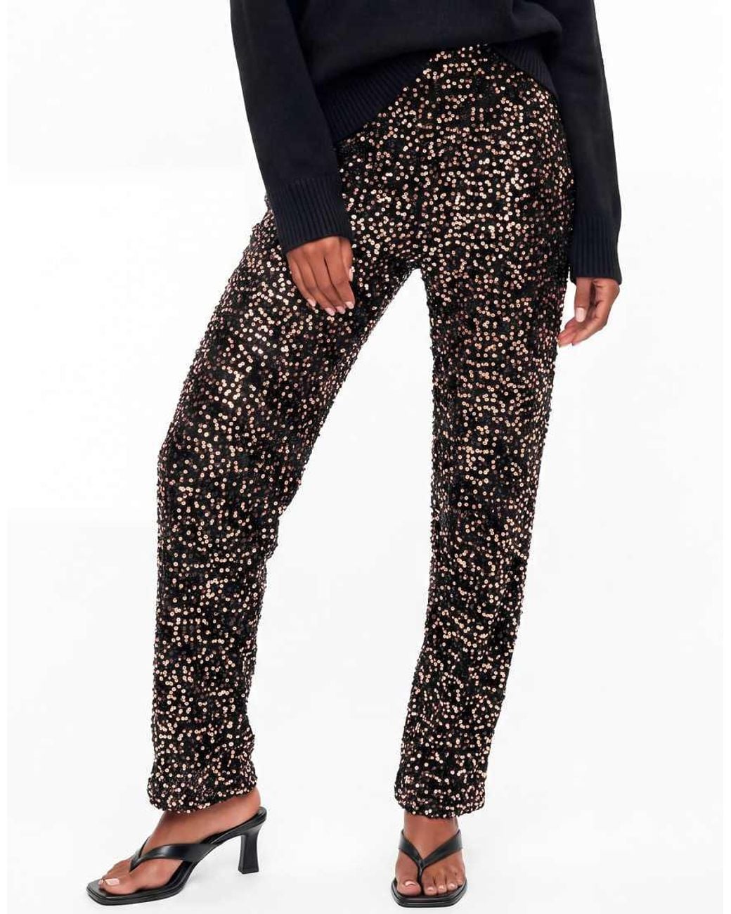 Lovedrobe Blue Embellished Velvet Barrel Trousers