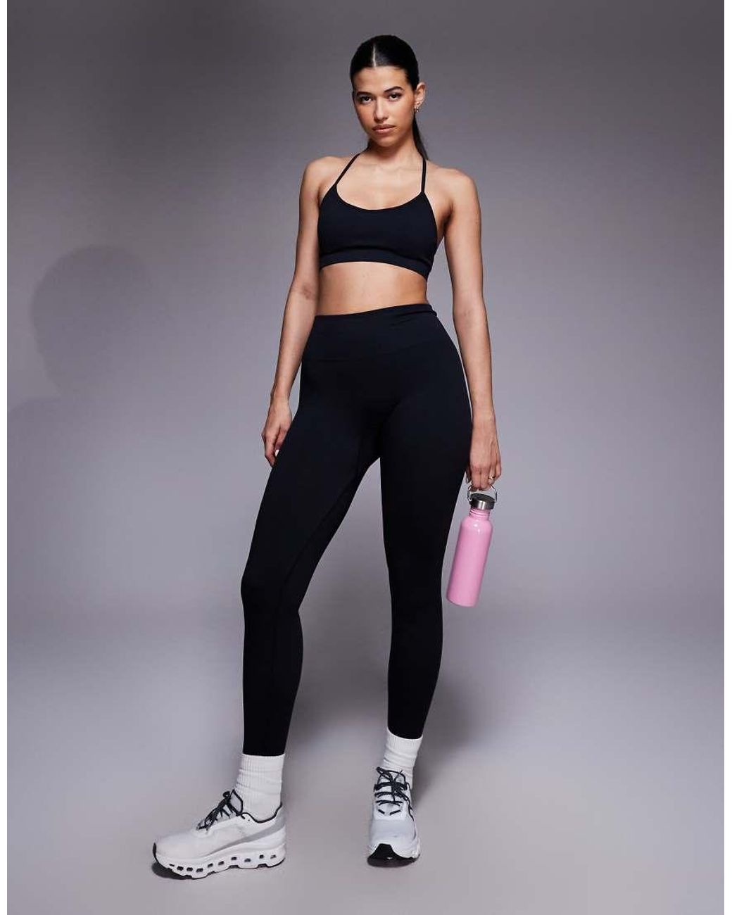 4505 Black Seamless Baby Rib Light Support Sports Bra
