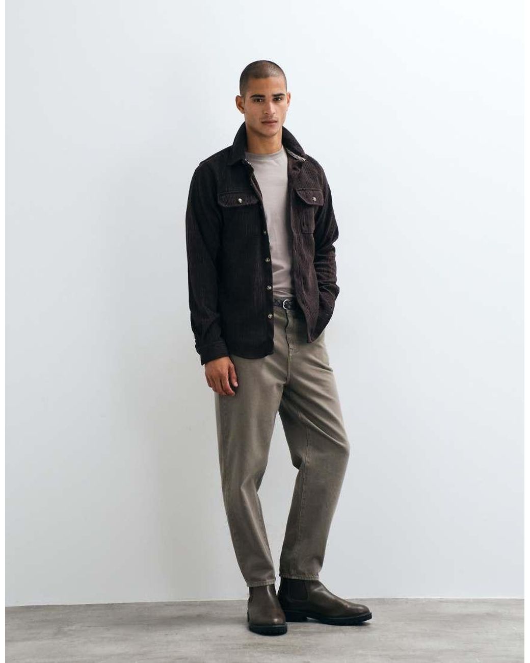 Brave Soul Black Studio Cord Shirt for men