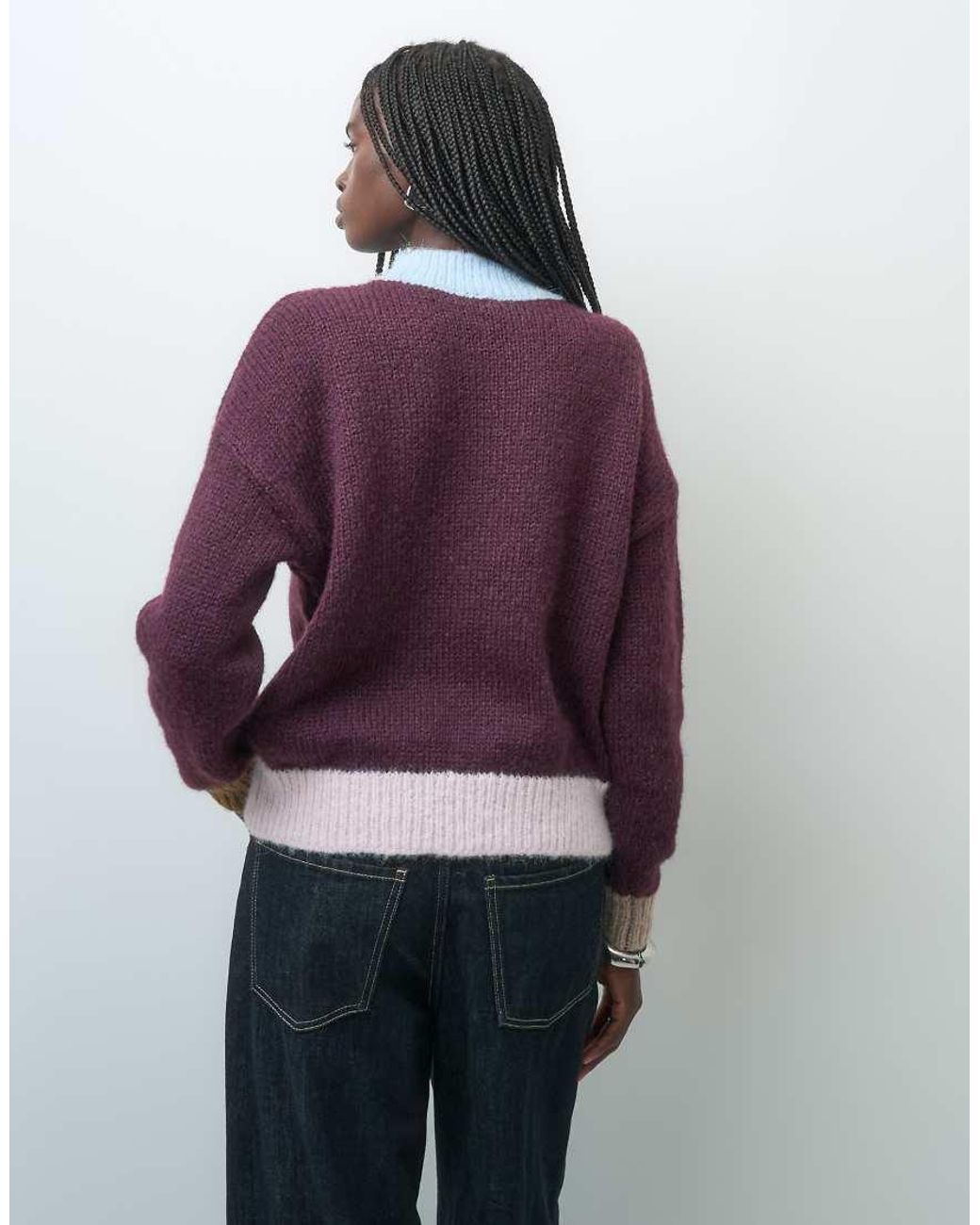 ONLY Purple Contrast Trim High Neck Sweater