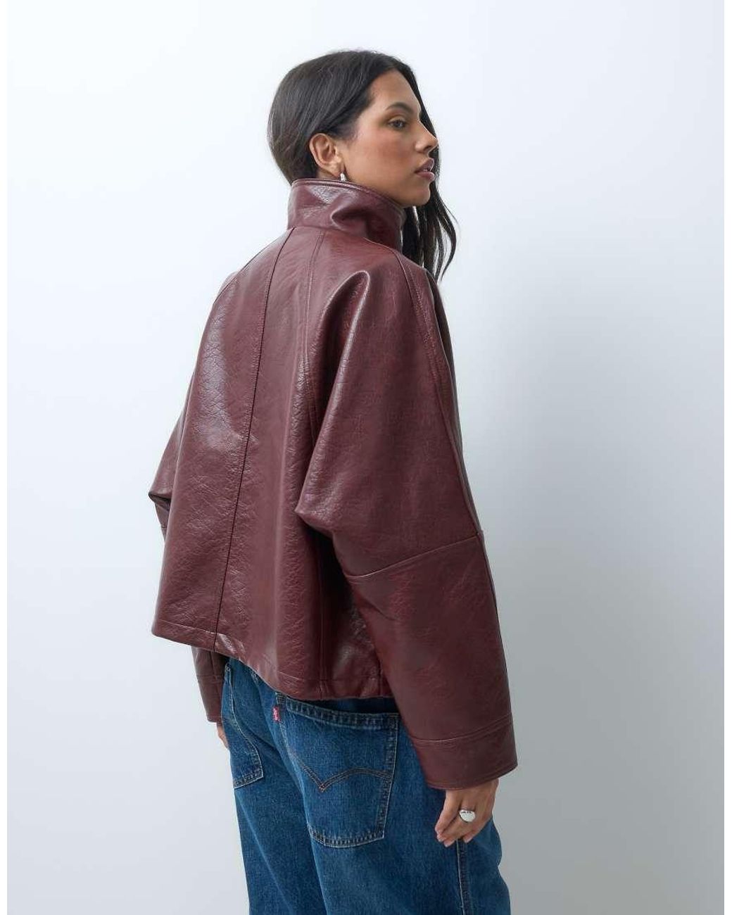 ASOS Purple 80s Batwing Leather Look Jacket