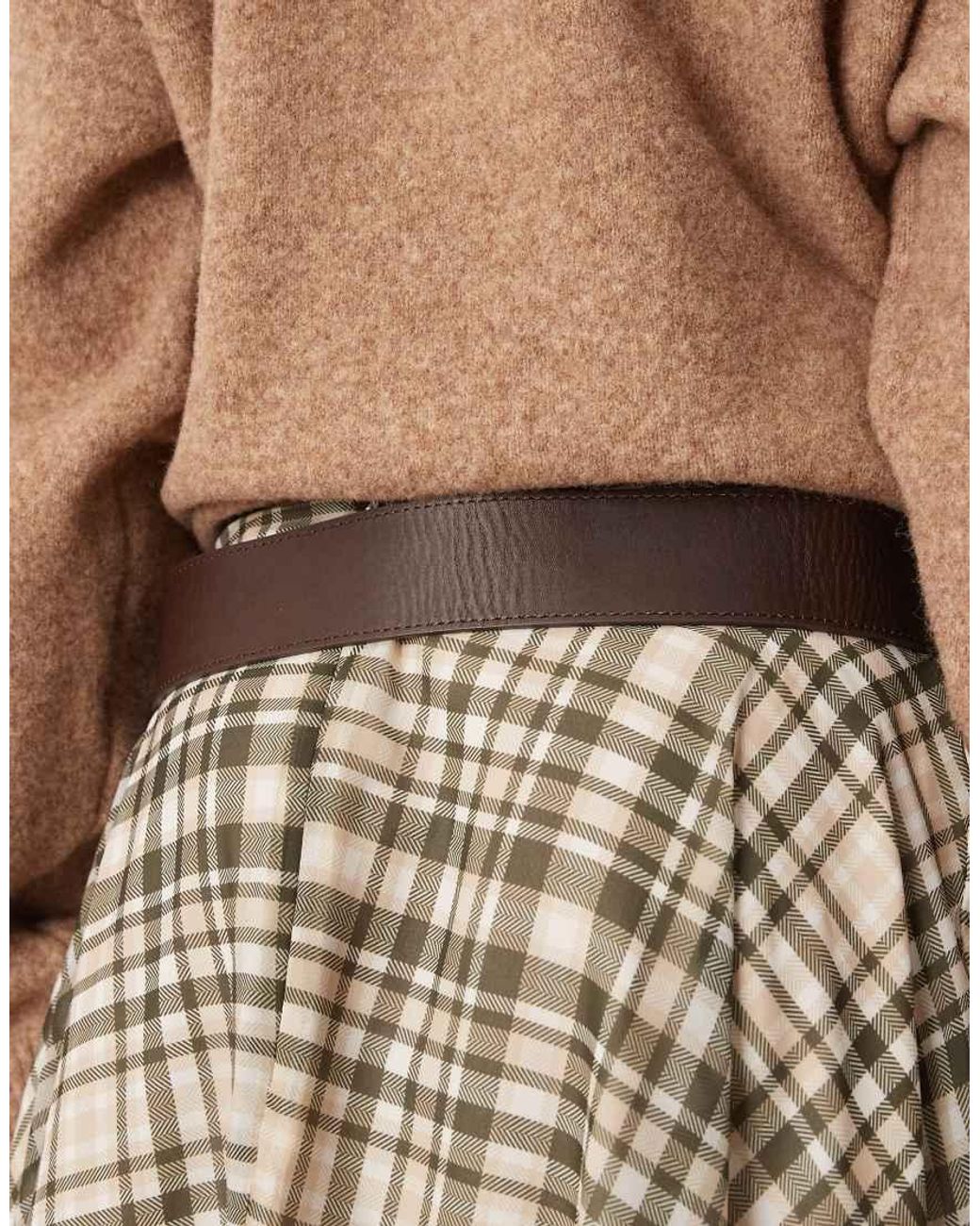 Mango Brown Leather Belt With Gold Hoop