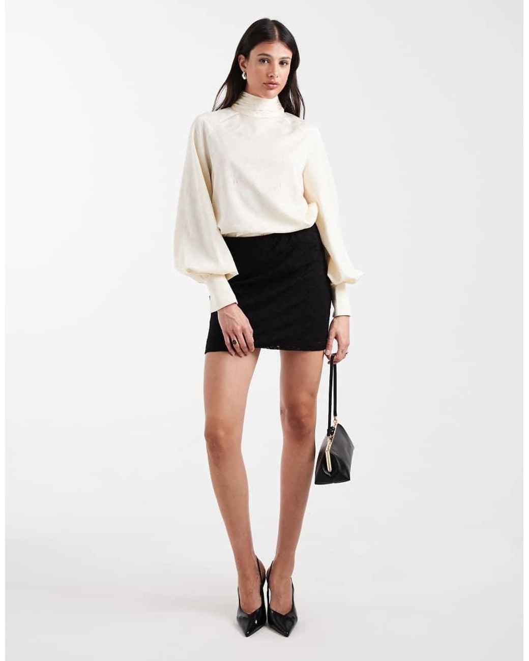 ASOS White Asos Design Tall Lace Mini Skirt