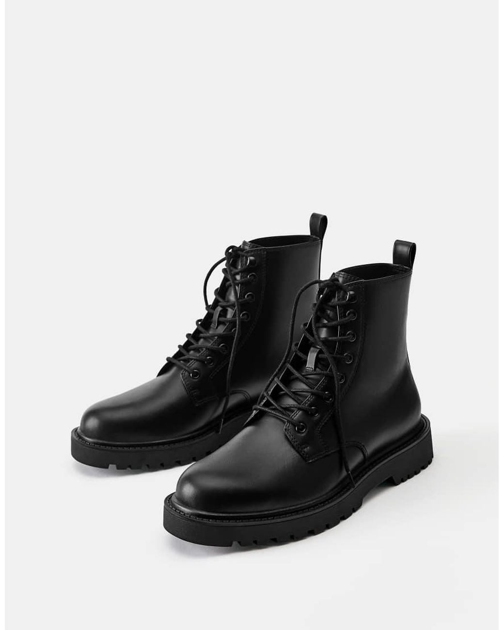 Stivali Stringati Neri di Pull&Bear in Black da Uomo