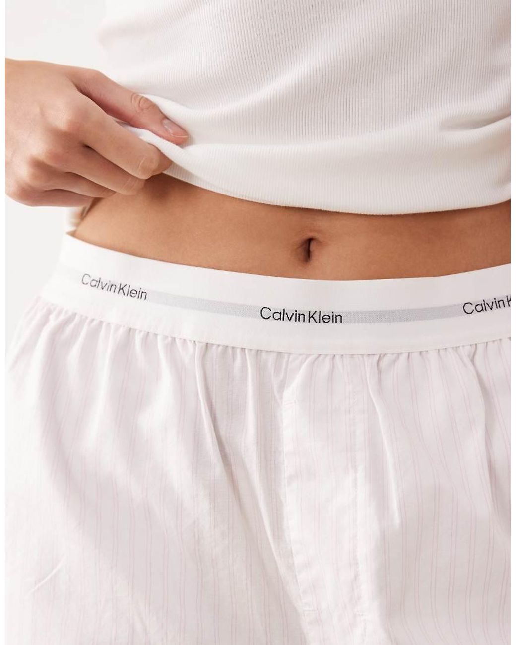 Calvin Klein White Pyjama Tank And Shorts Set