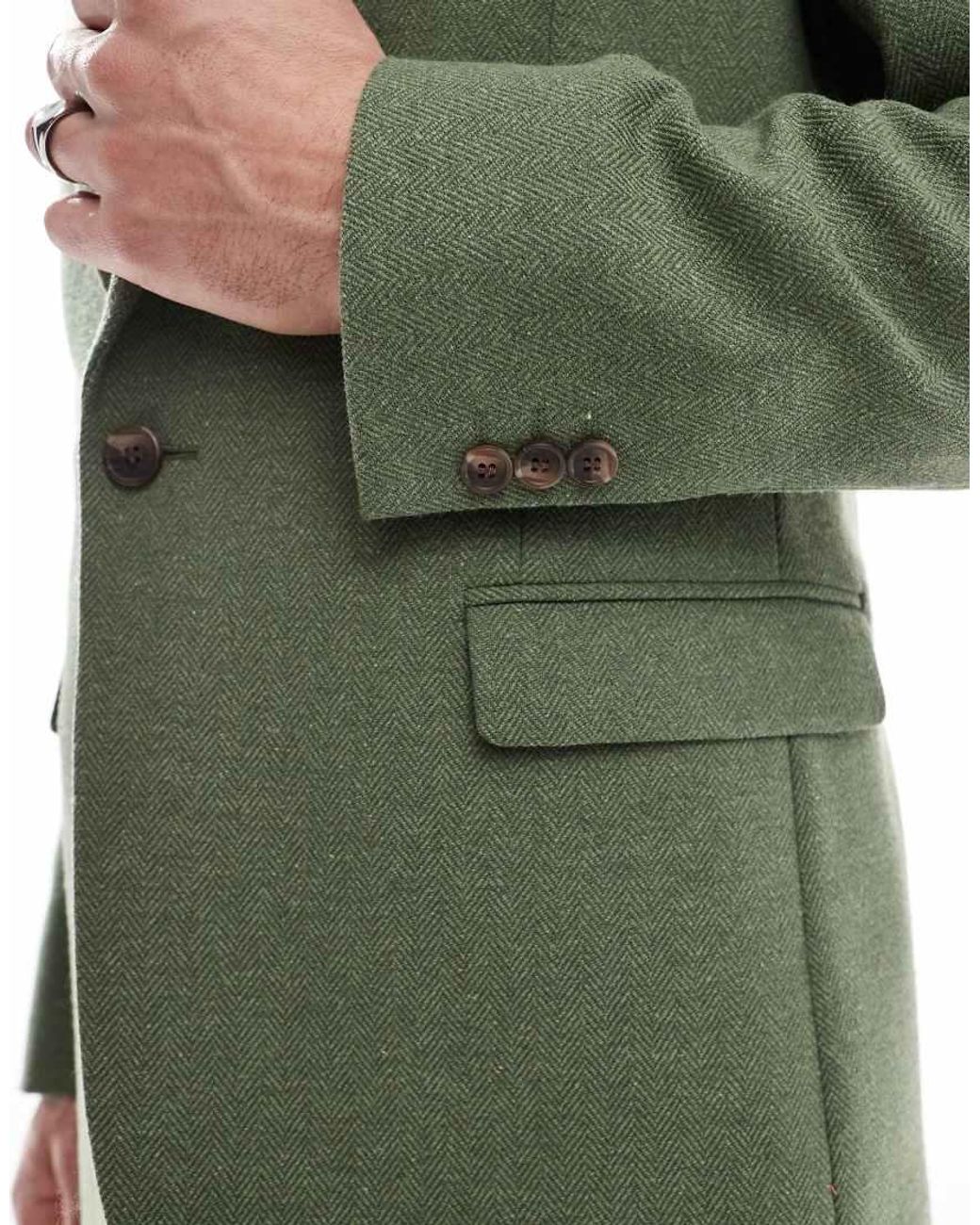 ASOS Green Slim Suit Jacket With Wool for men