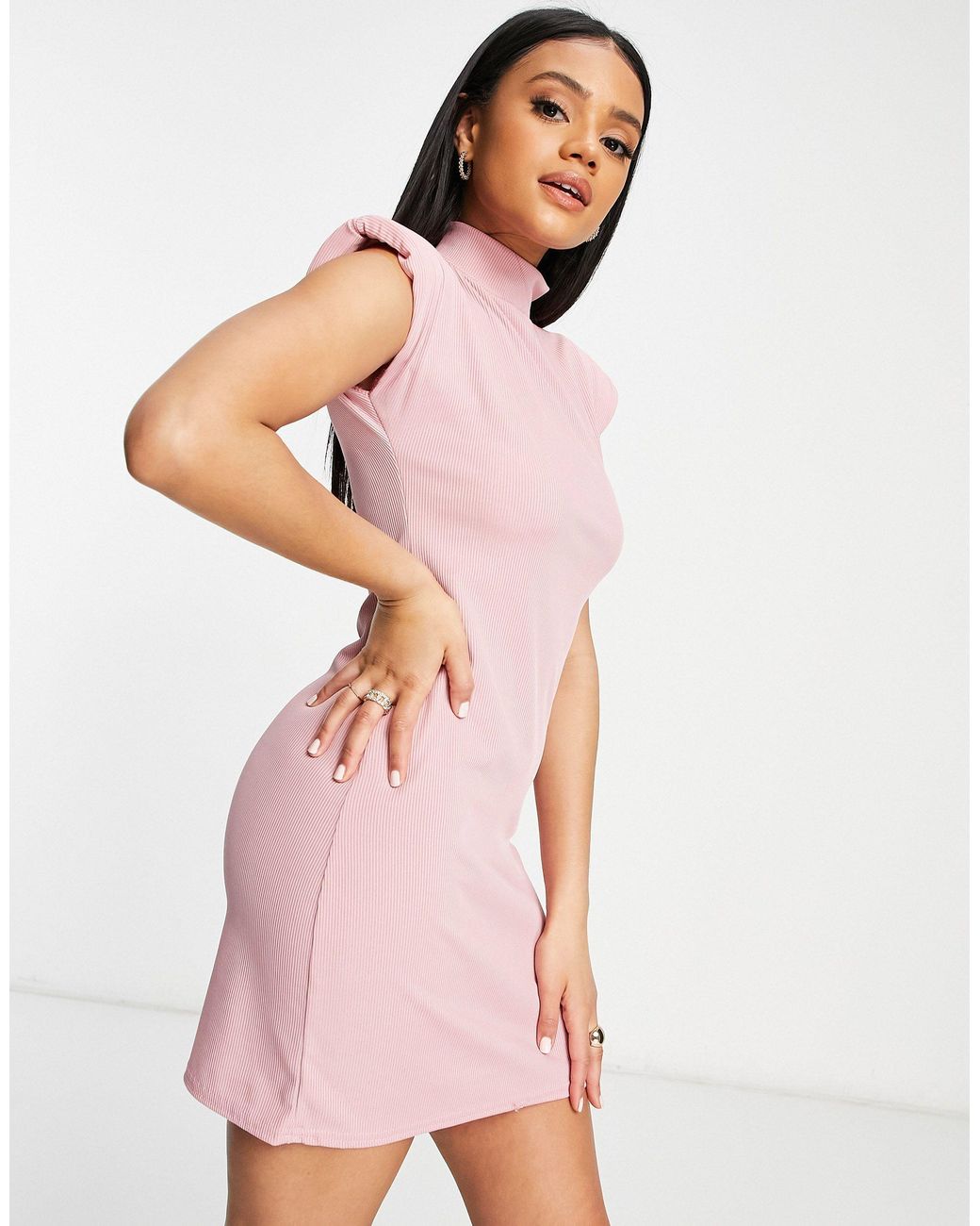 pink ribbed dress