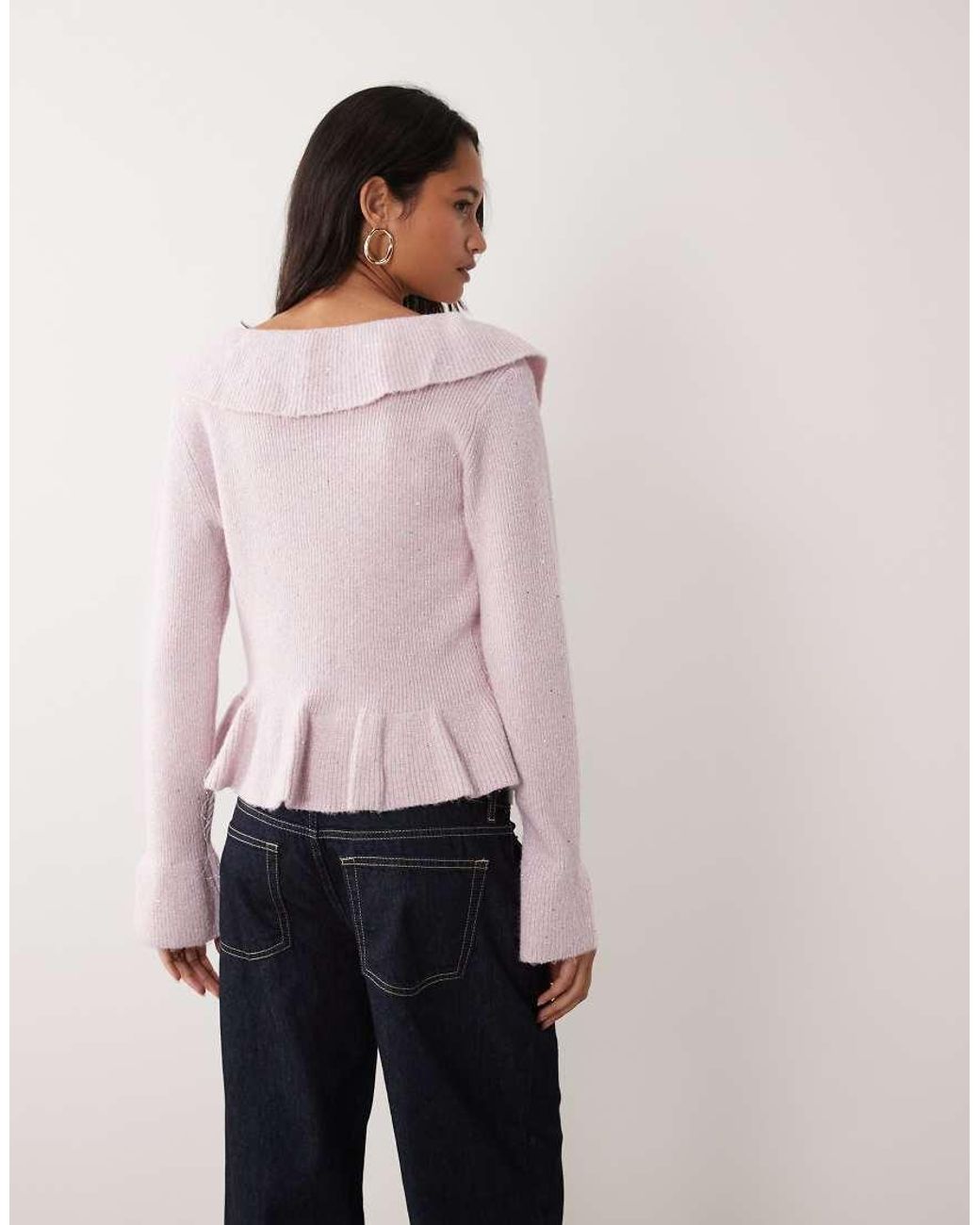 Miss Selfridge Purple Tie Front Cardigan With Frills