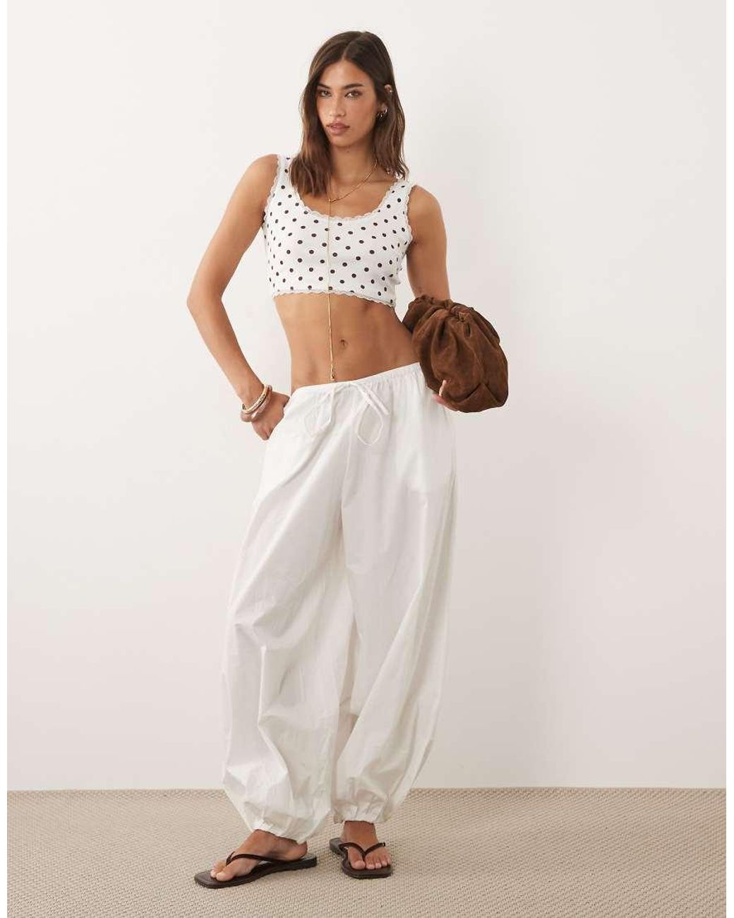 Miss Selfridge Brown Bralet Top With Lace Trim