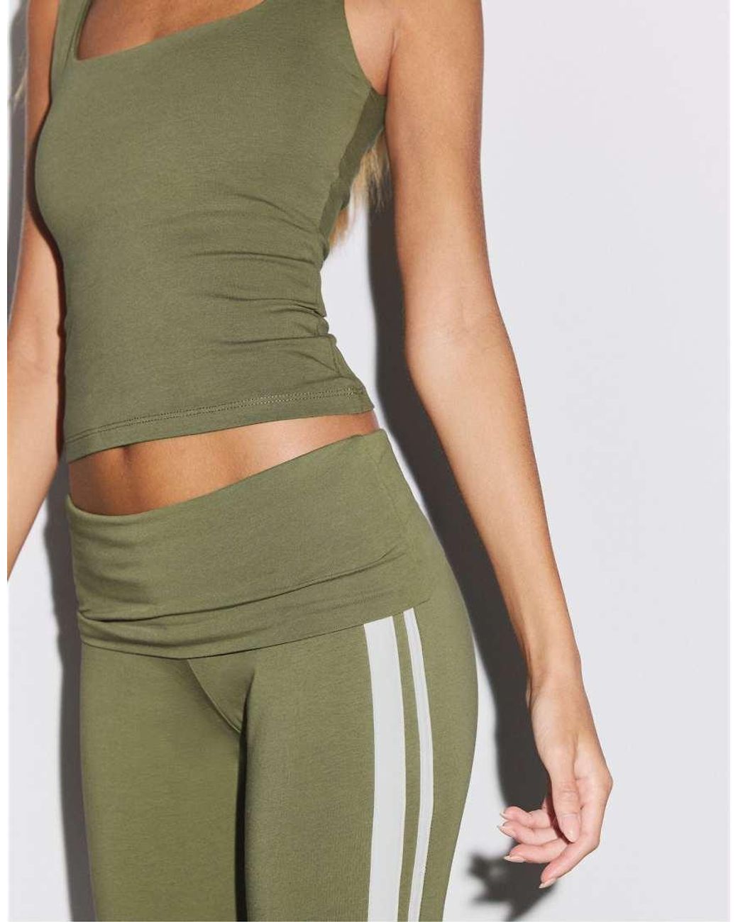 Stradivarius Green Turn-Down Waist Bell Bottom Trousers