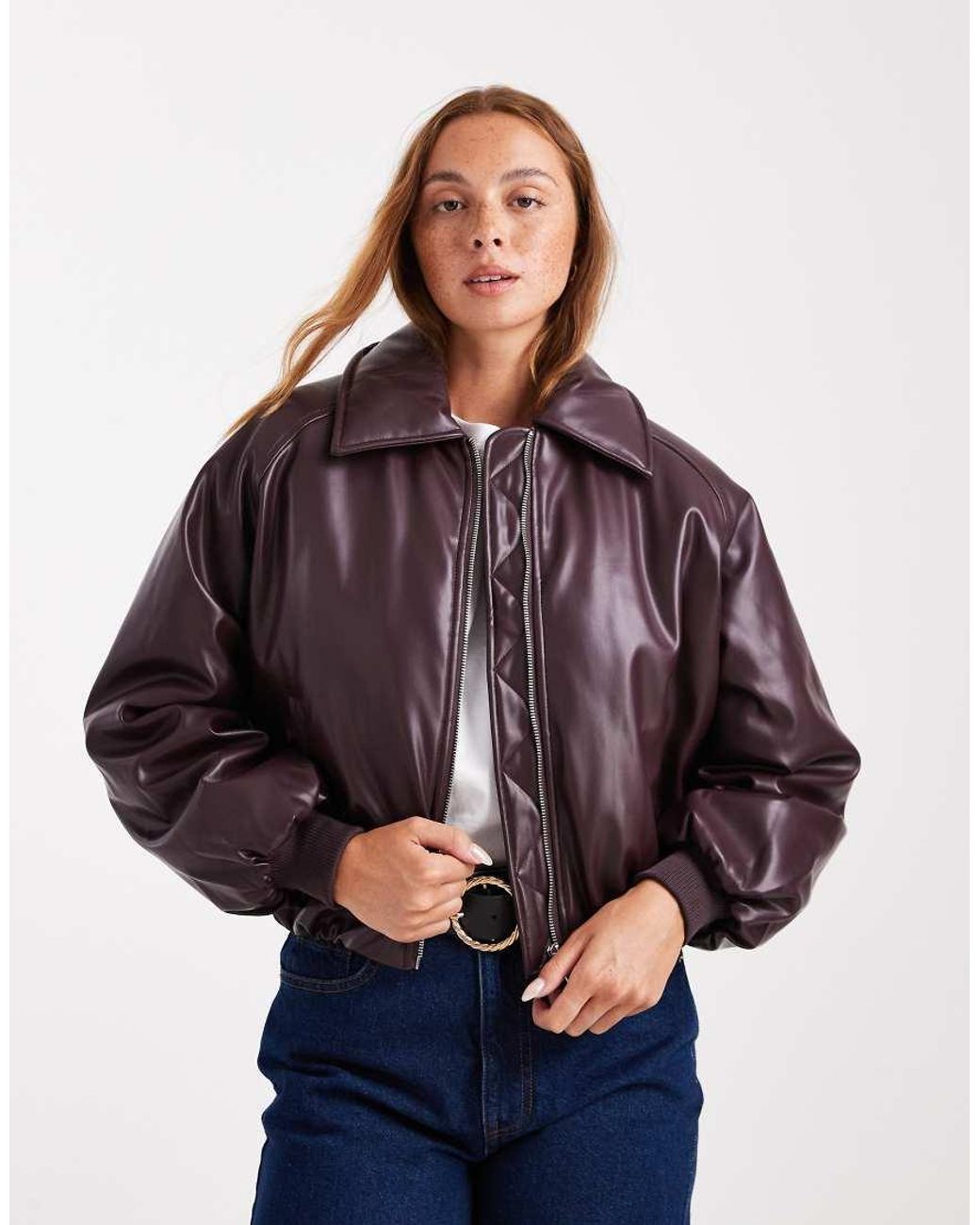 Cotton On Purple Faux Leather Puff Jacket