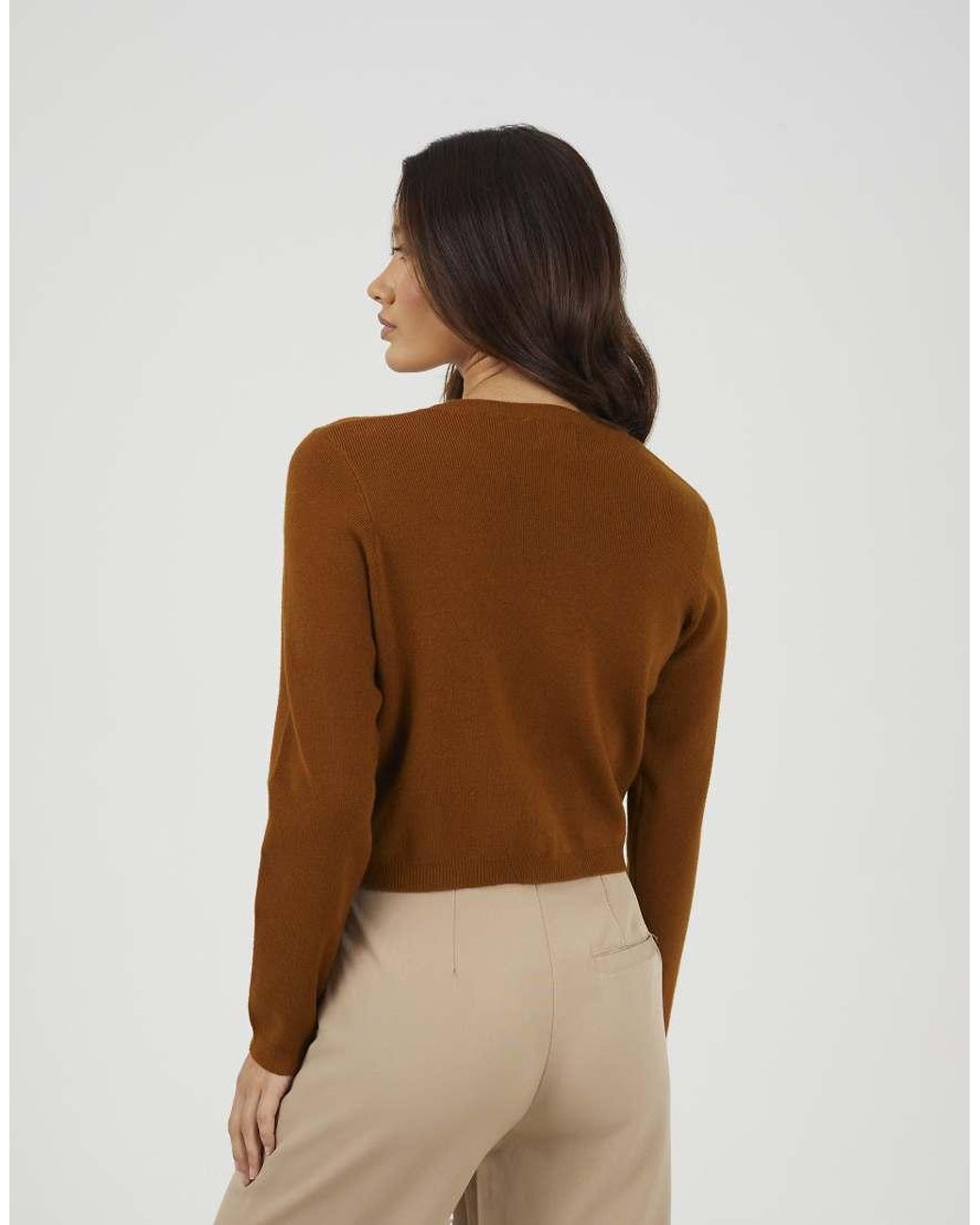 Brave Soul Brown Crew Neck Cardigan With Buttons