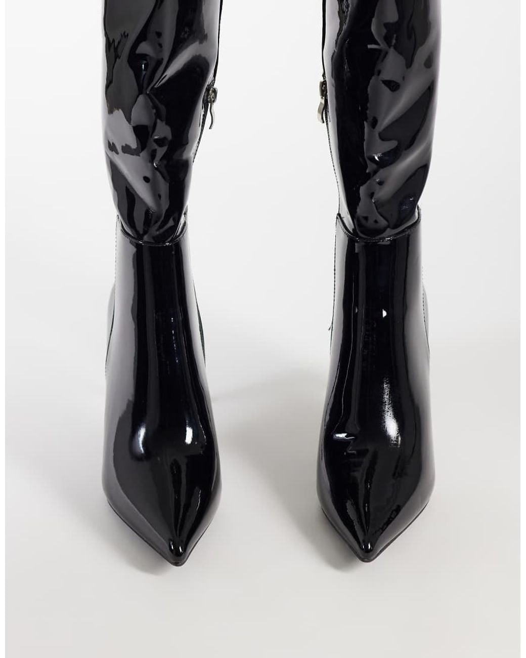 Public Desire Black Venezuela Stiletto Heel Knee Boots