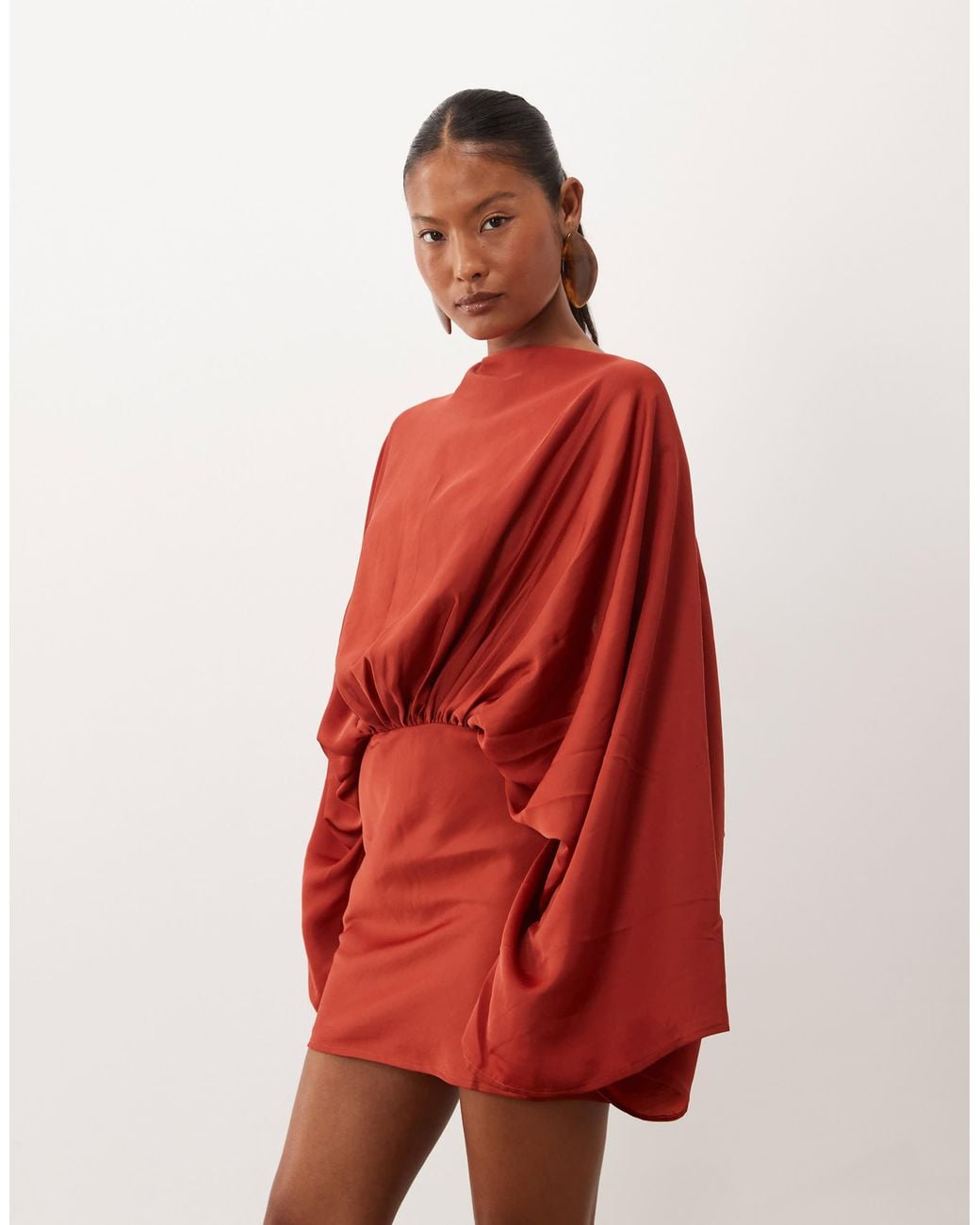 ASOS Asos Design Petite Cape Sleeve Open Back Mini Dress With Tassels ...