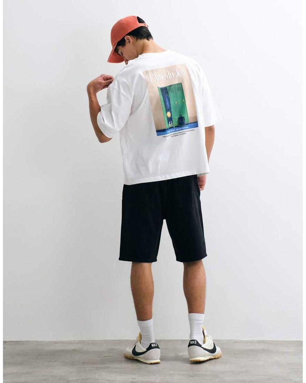 ASOS White Boxy Oversized T-Shirt With Locker Room Back Graphic for men