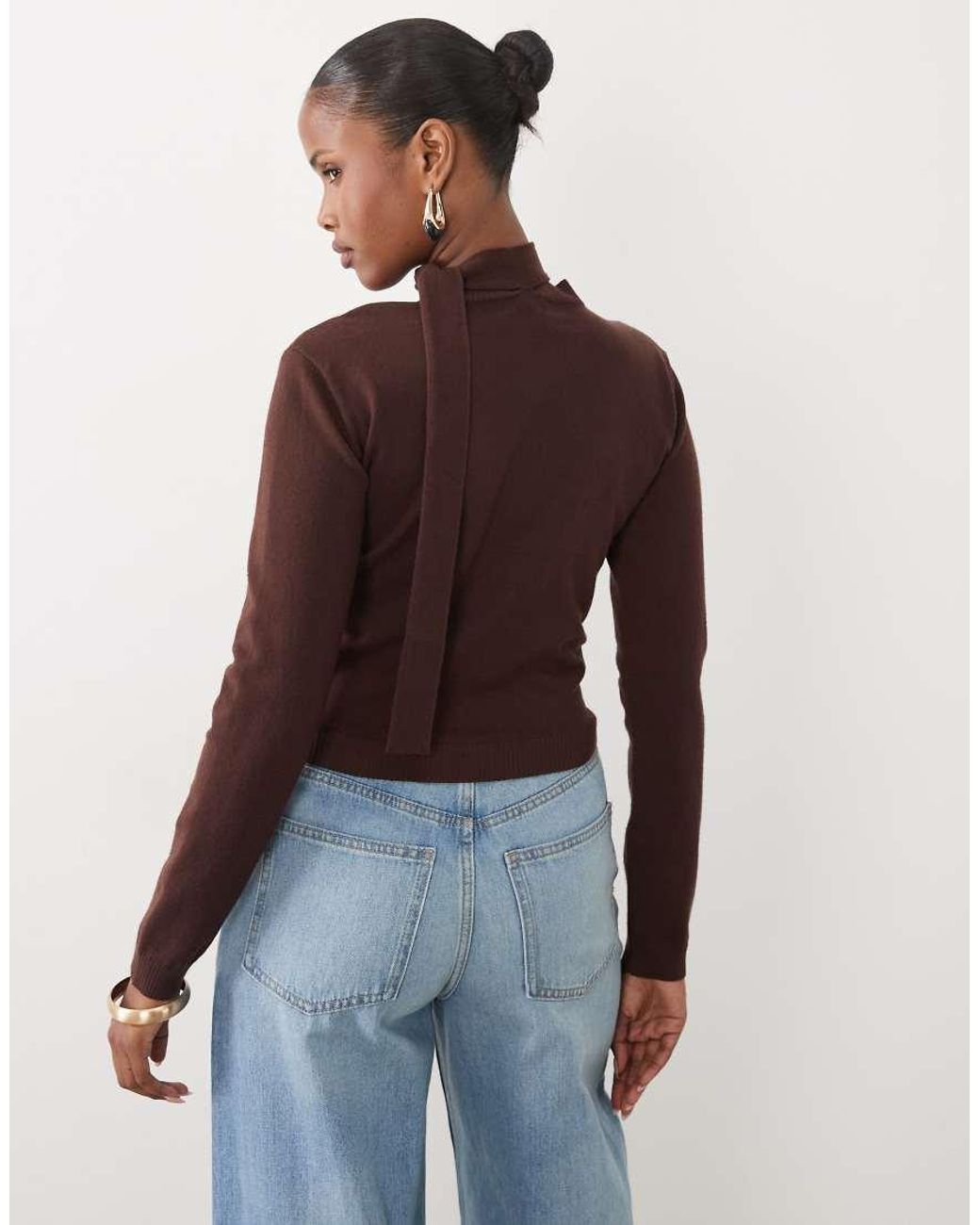 The Frolic Brown Exclusive Scarf Detail Cardigan