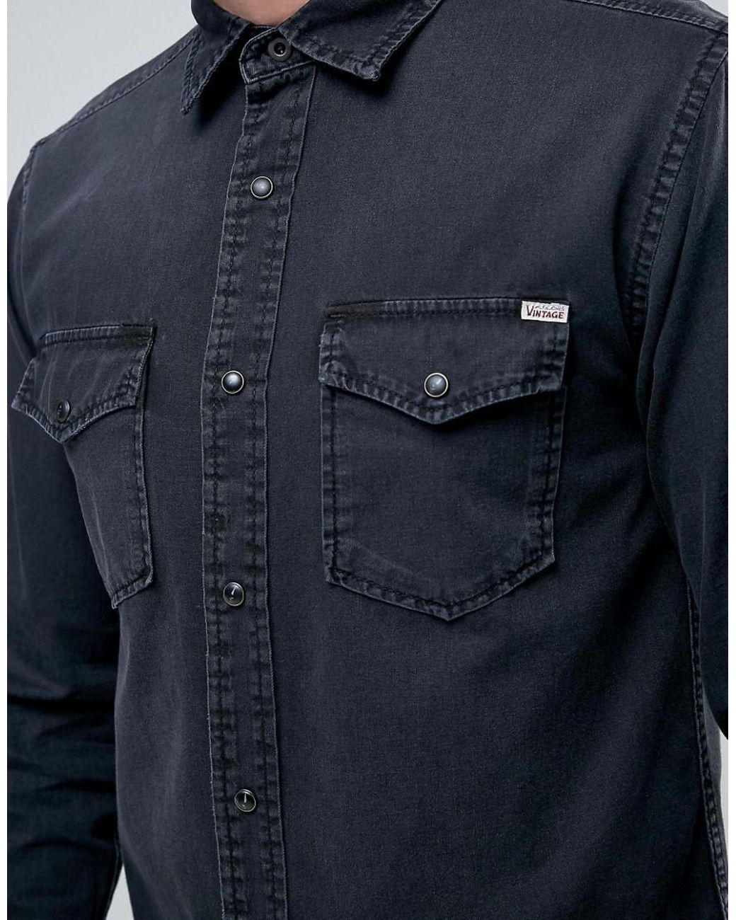 Jack & Jones Blue Cotton Slim Fit Denim Shirt-tiepthilienket.edu.vn