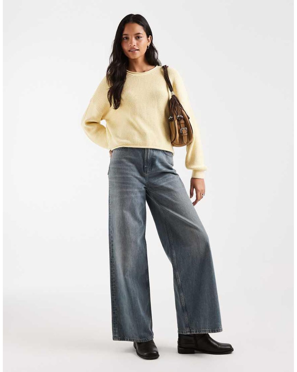Hollister Natural Knitted Boxy Crew Neck Jumper