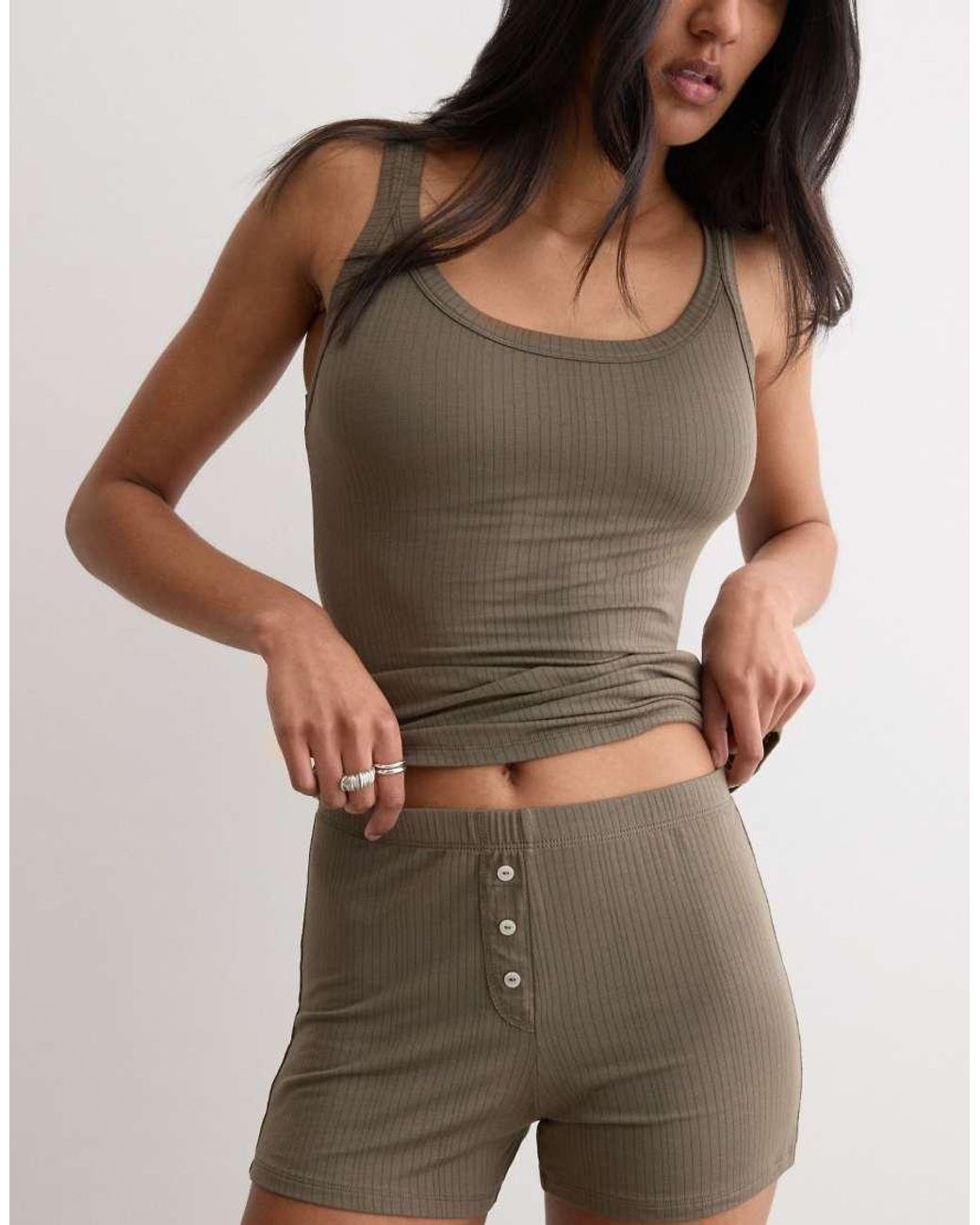 Intimissimi Brown Soft Lounge Short Ribbed Modal Pyjamas