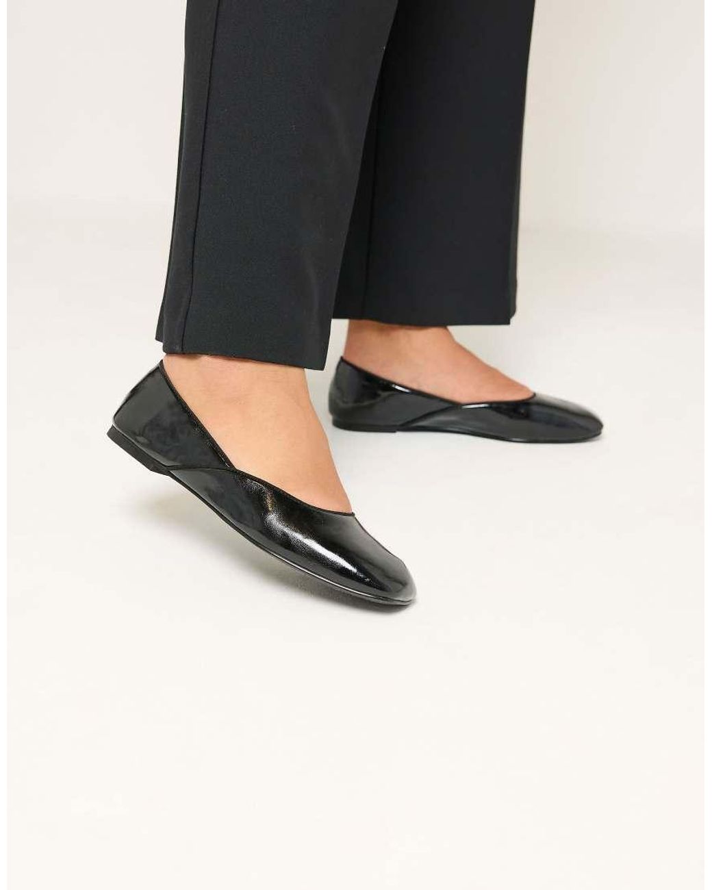 Yours Clothing Black Wide Fit Square Toe Ballet Pumps