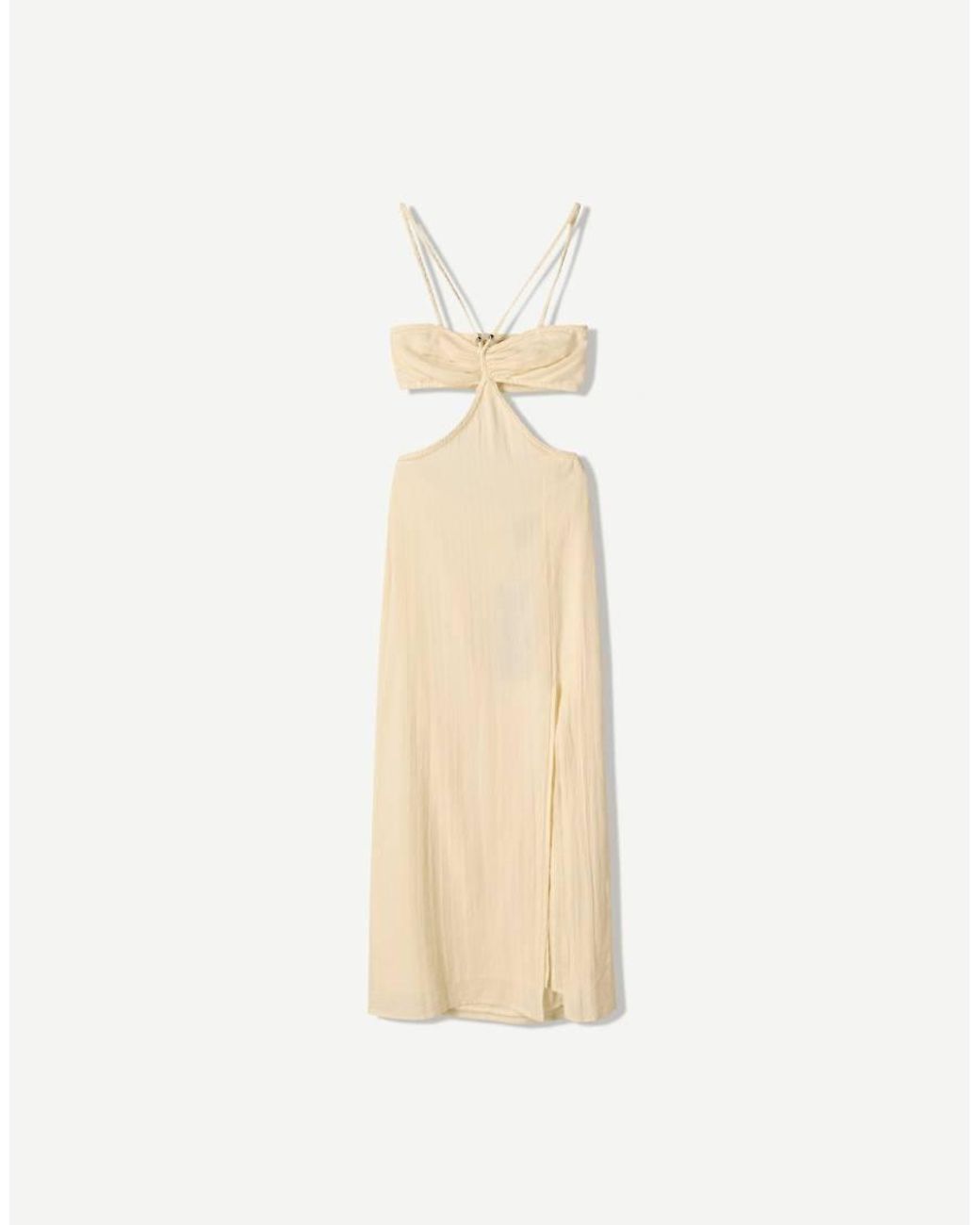 Bershka Natural Rustic Cut Out Midi Dress