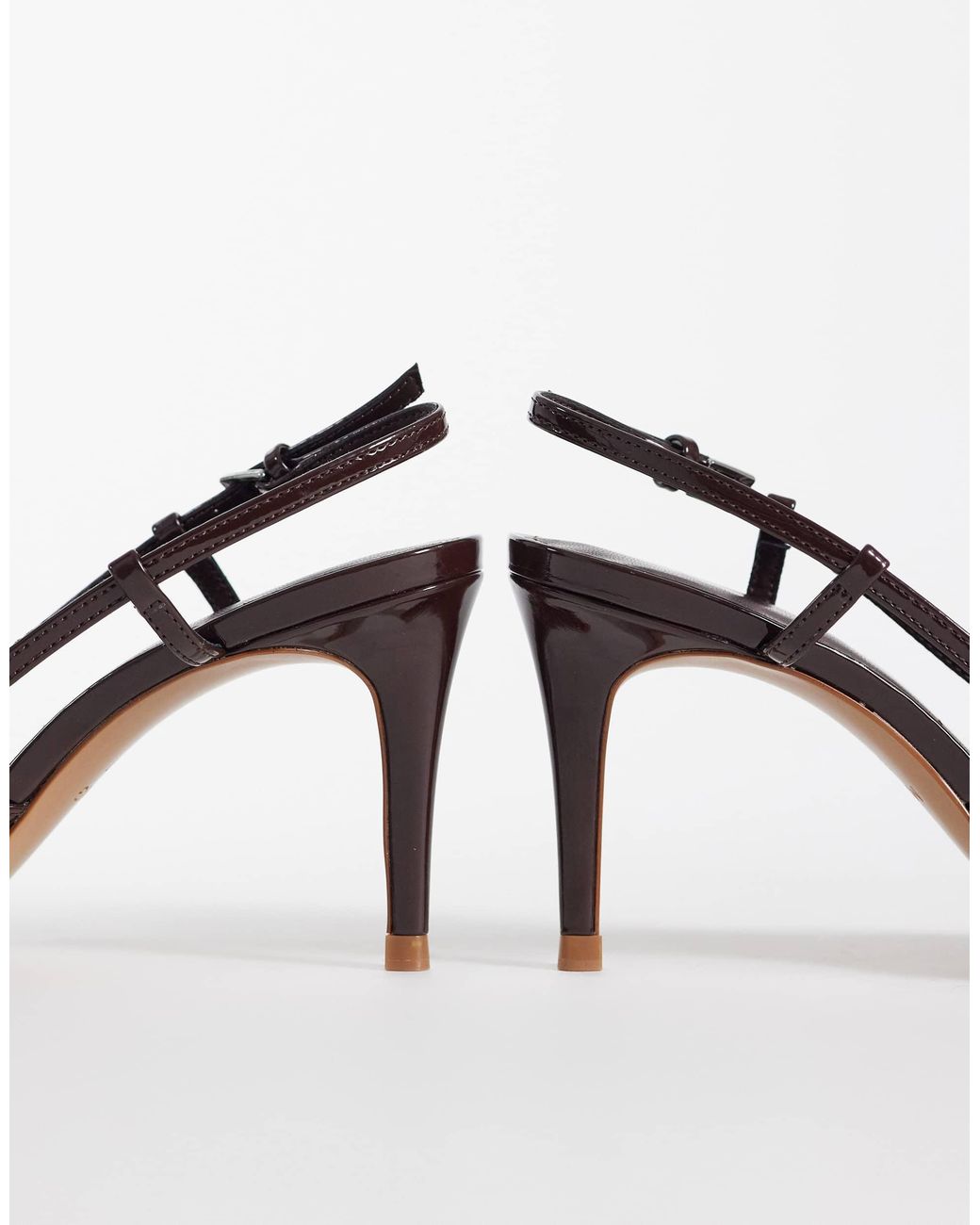 Mango Brown Pointed Heeled Slingbacks With Statement Buckle