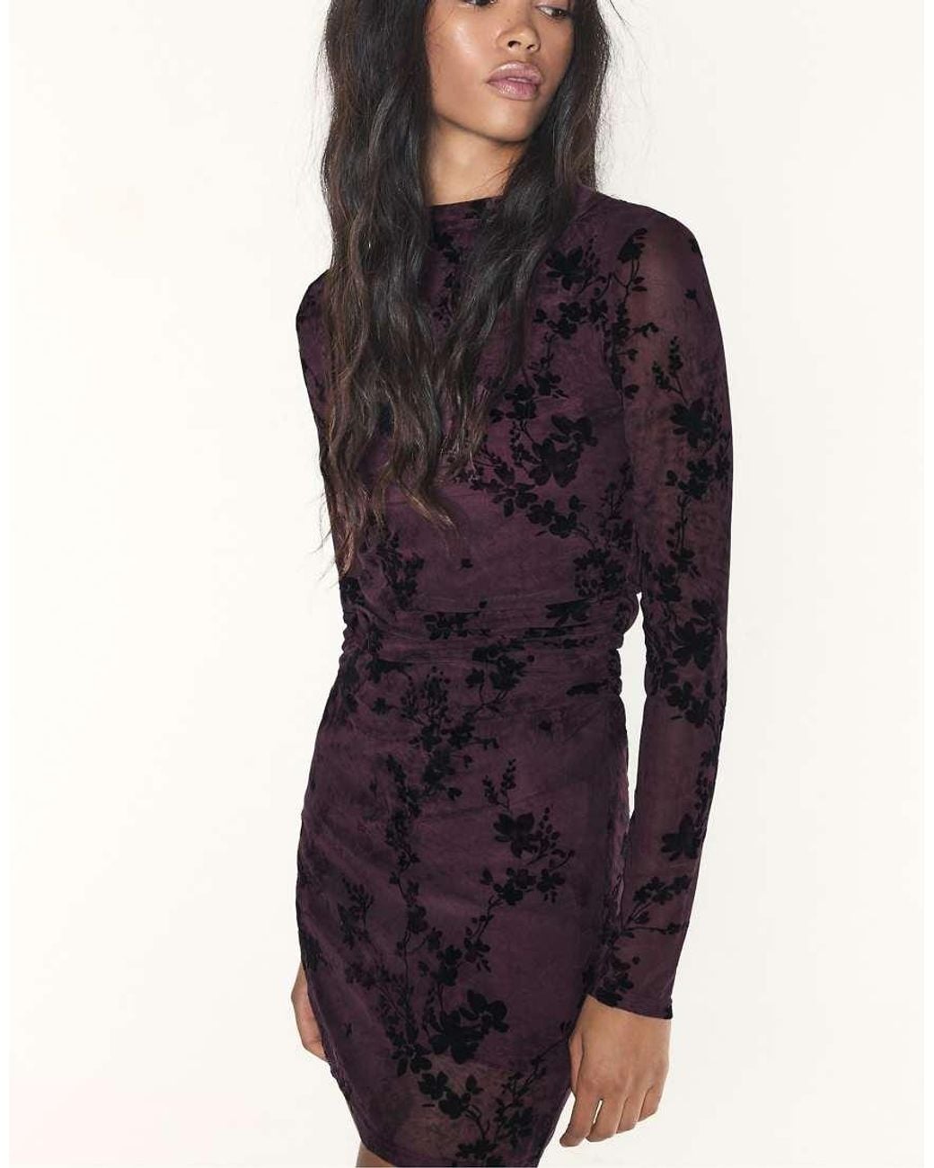 Stradivarius Blue Short Long Sleeve Tulle Dress