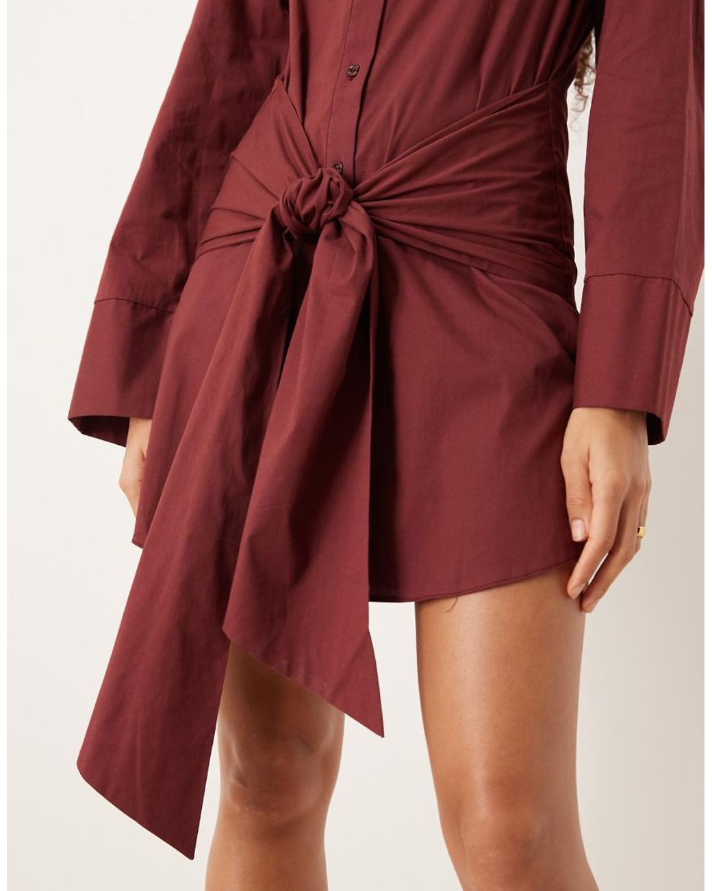 ASOS Red Shirt Mini Dress With Wrap Front Detail
