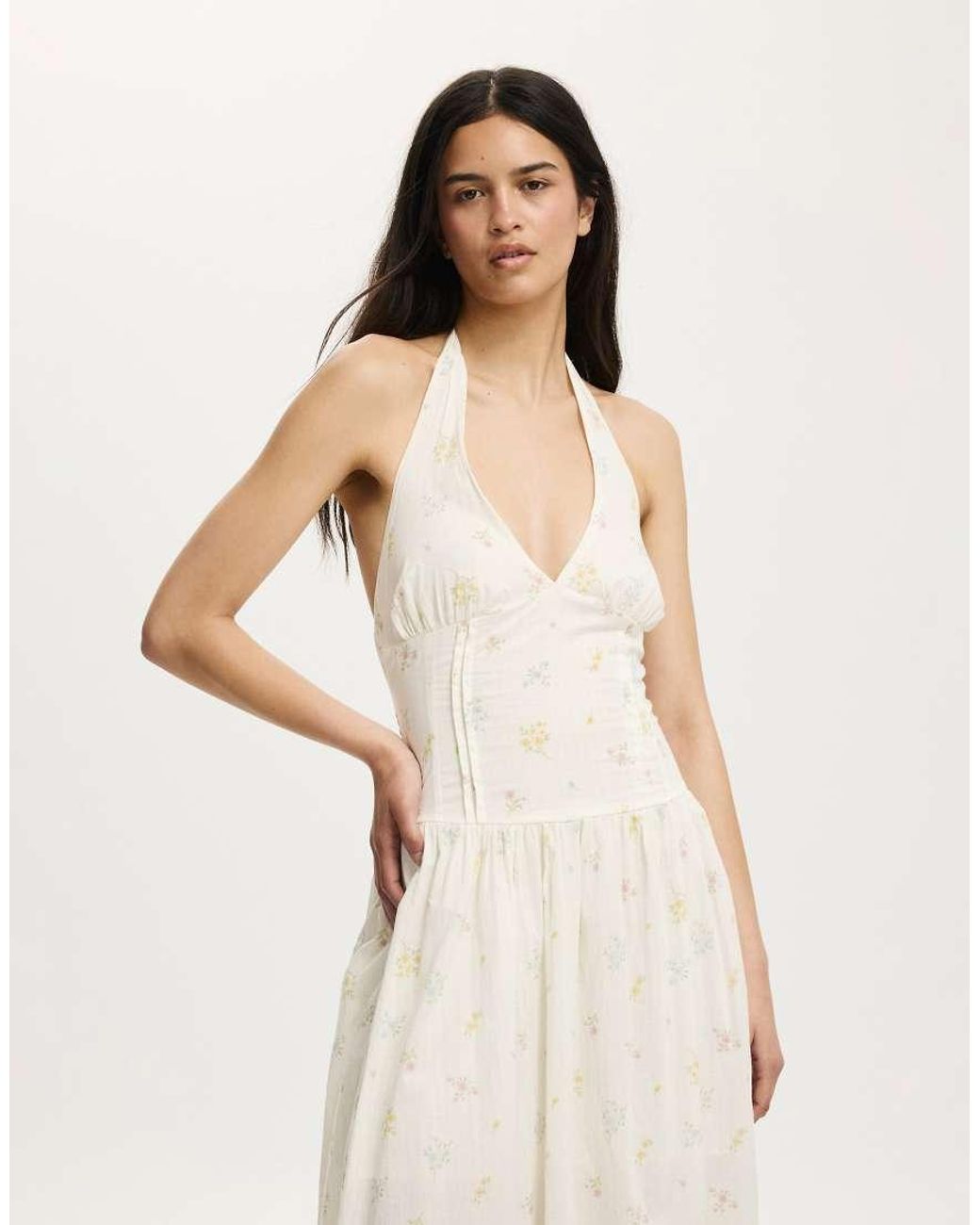 Cotton On Natural Kaity Halter Midi Dress