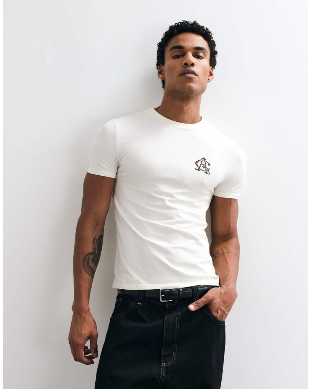 ASOS White Muscle T-shirt With Chest Graphic for men