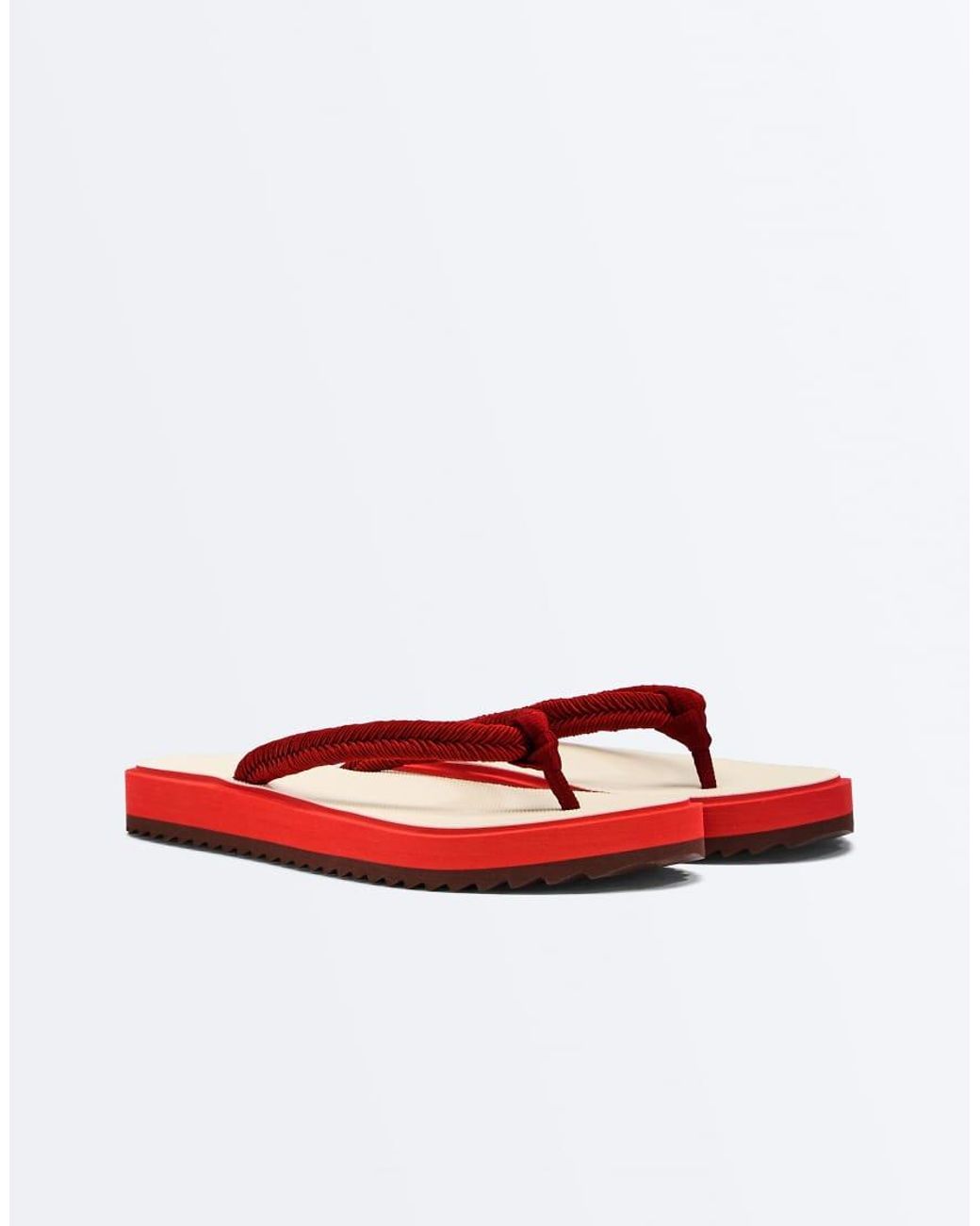 Oysho Red Braided Rope Beach Sandals