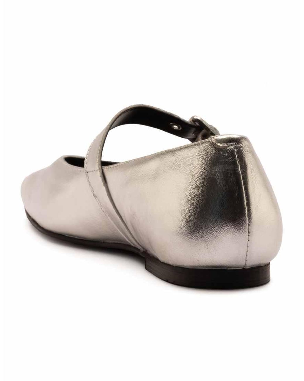 OFF THE HOOK White Cuffley Leather Square Toe Mary Jane Flats