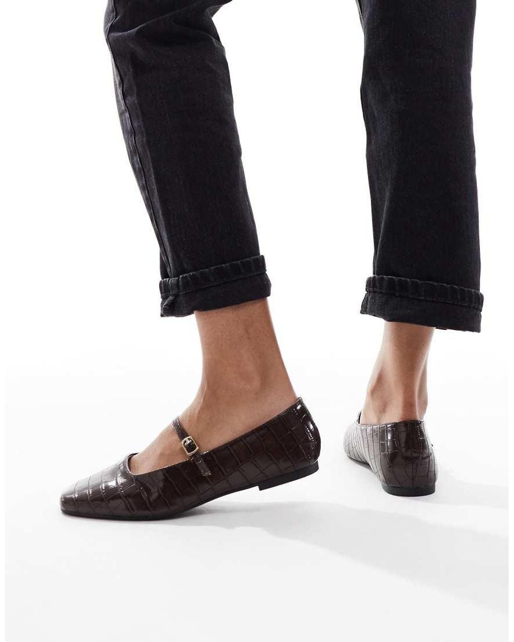 SEQWL Wide Fit Black Iris Ballet Flats